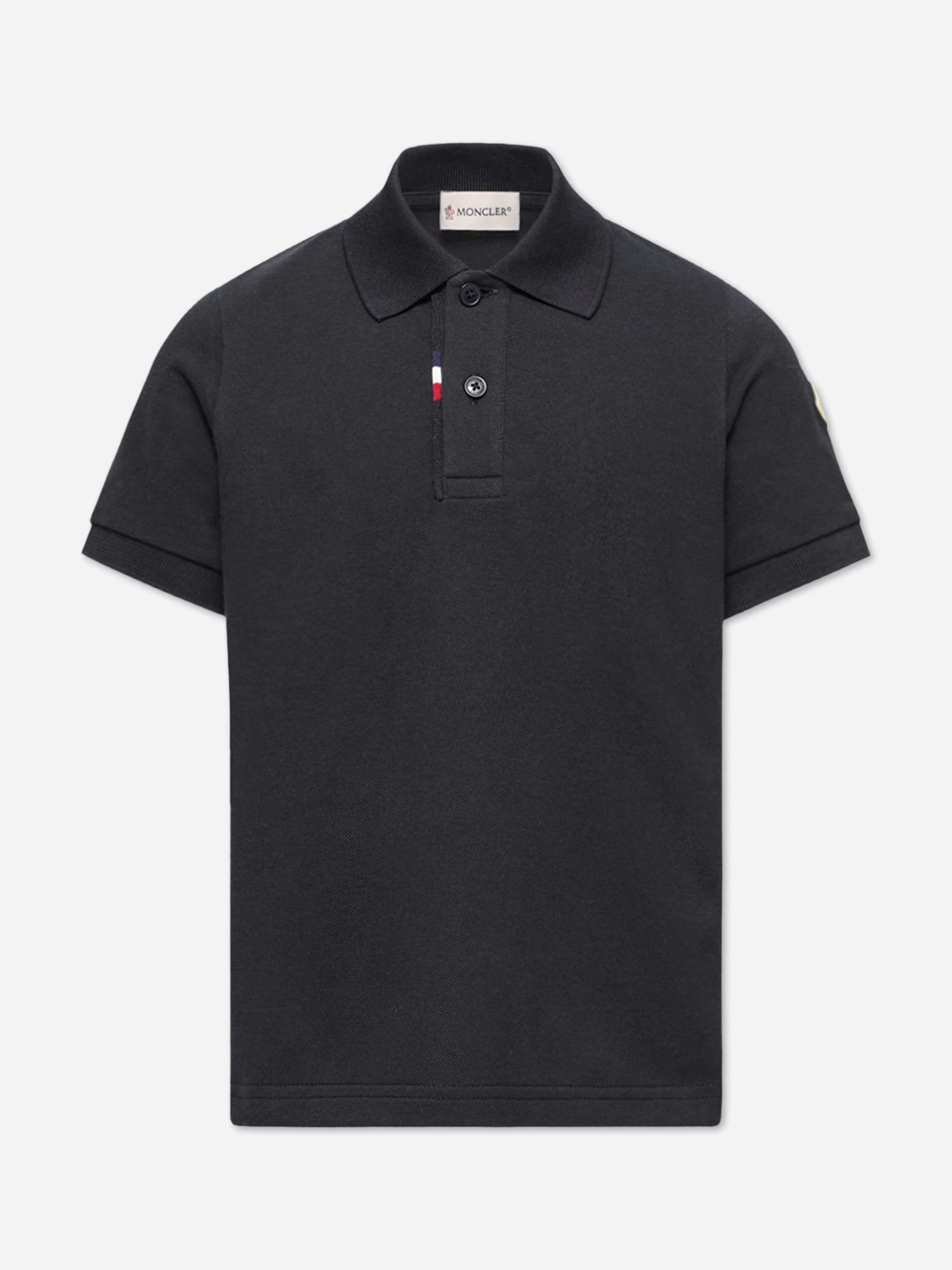 Moncler Enfant Boys Logo Tab Polo Shirt In Navy - Navy - 10 Yrs