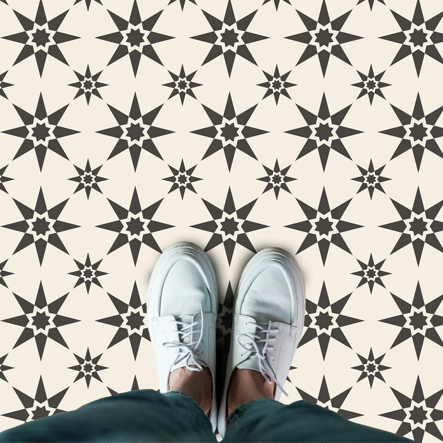 Walplus Wfs6022 - Alabaster And Pebble Granada Heritage Tiles Floor Stickers 120Cm X 60 Cm