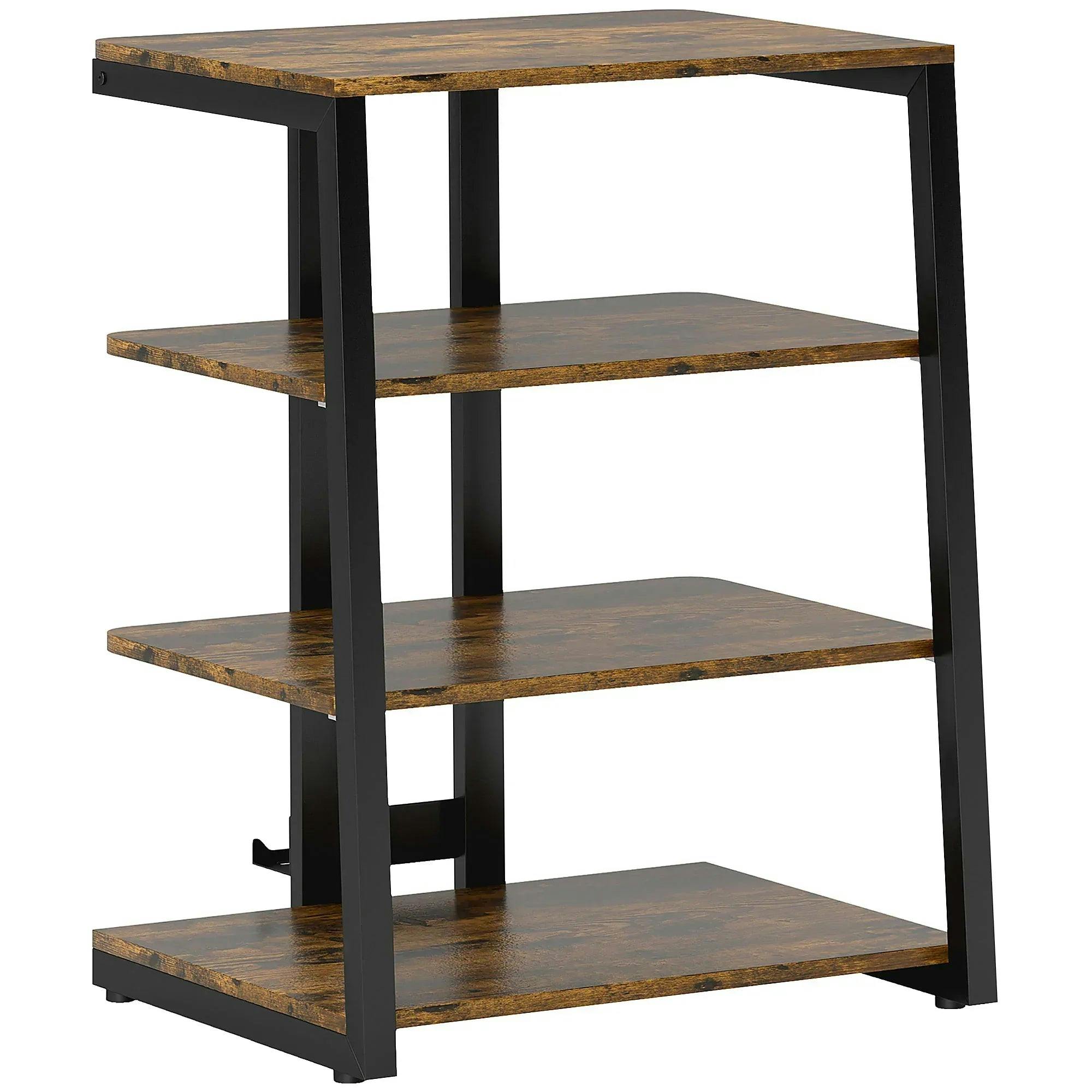 B&Q - Hifi Rack Stand W/ 4-Tier Record Player StandRustic Brown - Image 4
