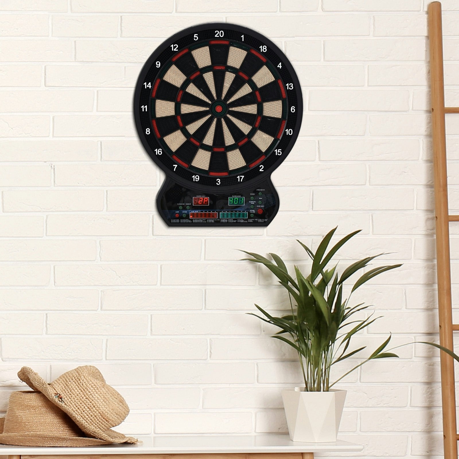 Homcom Led Dartboard Electronic Scoreboard 8 Players 27 Games Fun W/ 12 Darts