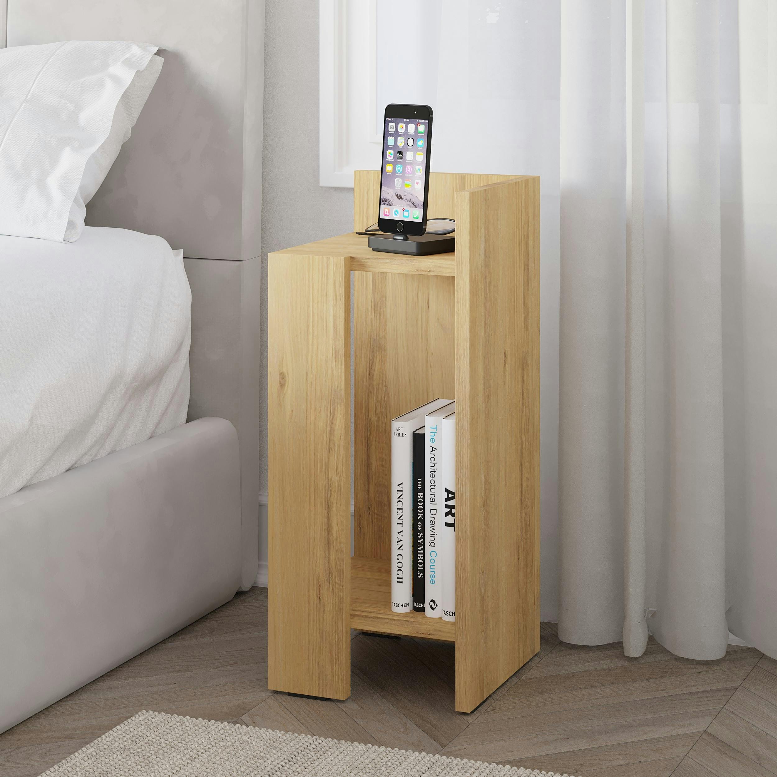 Decortie Elos Modern Narrow Bedside Table Right Module 25X25x60cm - Oak