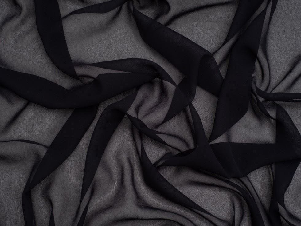 Minerva Light Core Range Sheer Chiffon Fabric - Plain Design Dressmaking Fabric, 110 Cm / 44" Wide - Per Metre - Midnight