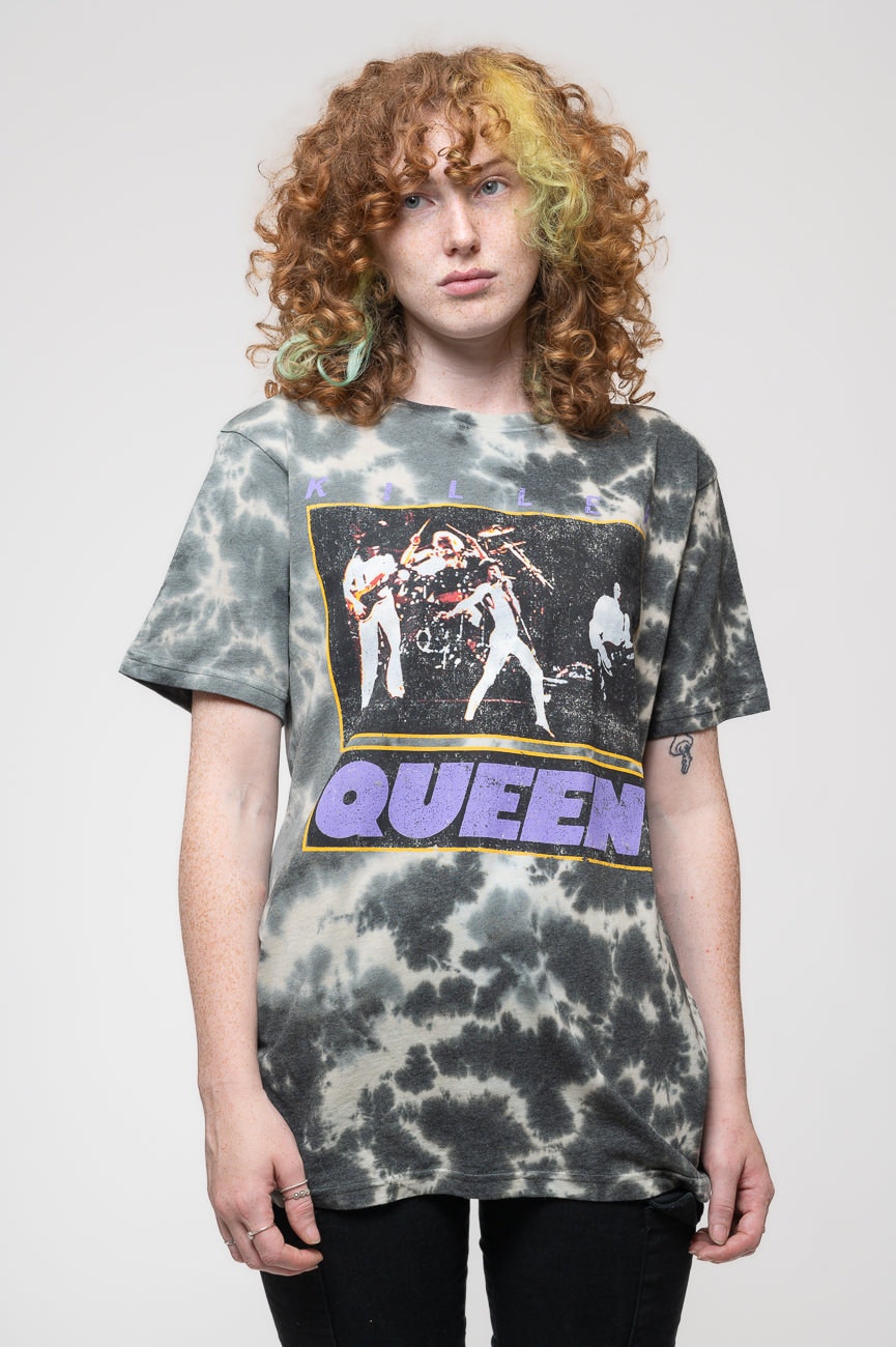 Paradiso Clothing Unisex Grey Queen Killer Queen Dip Dye Wash T Shirt - Xl