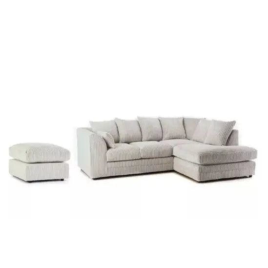 Rackhams Cream Jumbo Cord Right Hand Corner Sofa With Free Footstool