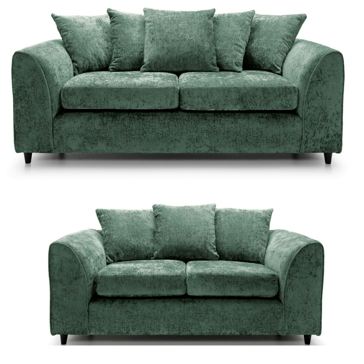 Rackhams Green Monaco Chenille Fabric Sofa Suite