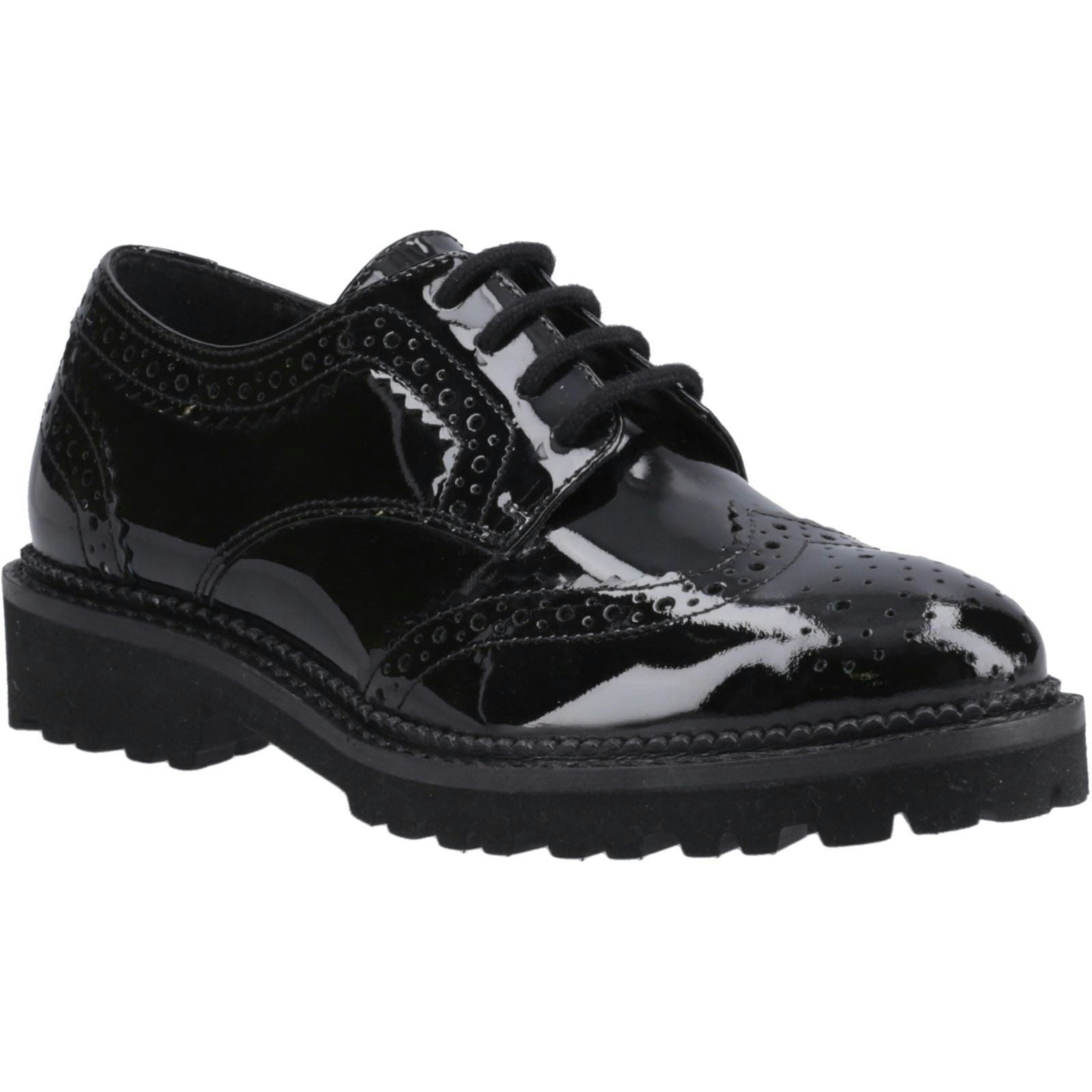 Hush Puppies Girls Black Gabi Lace Up Leather 'S Brogues - Size 3