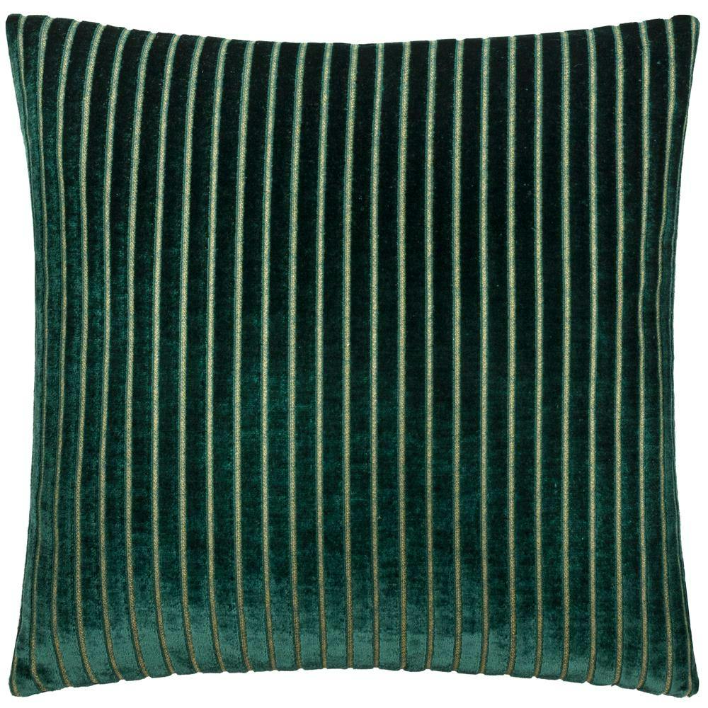 Paoletti Savoy Velvet Stripe Cushion Cover - Emerald - 50Cm X 50Cm - Emerald - 100% Polyester