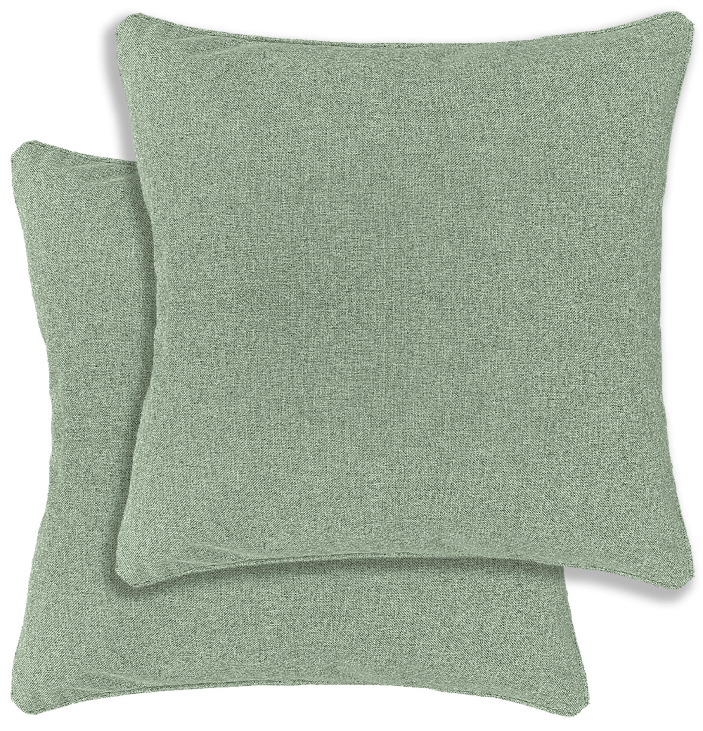 Rackhams Green Austin/Dallas Textured Pair Of Double Sided Zip Opening Piped Edge Cushion Covers - 43X43cm - Cases Only