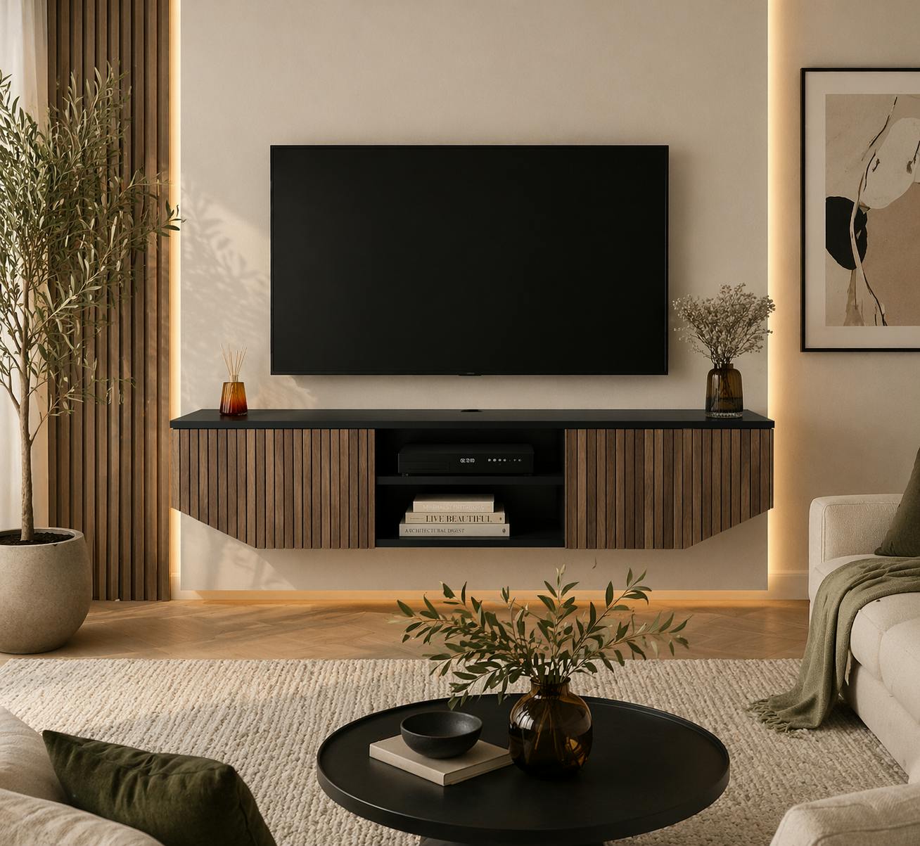 Decorotika Black Hera Modern Tv Stand Tv Cabinet For Tv's Up To 65" - Alina