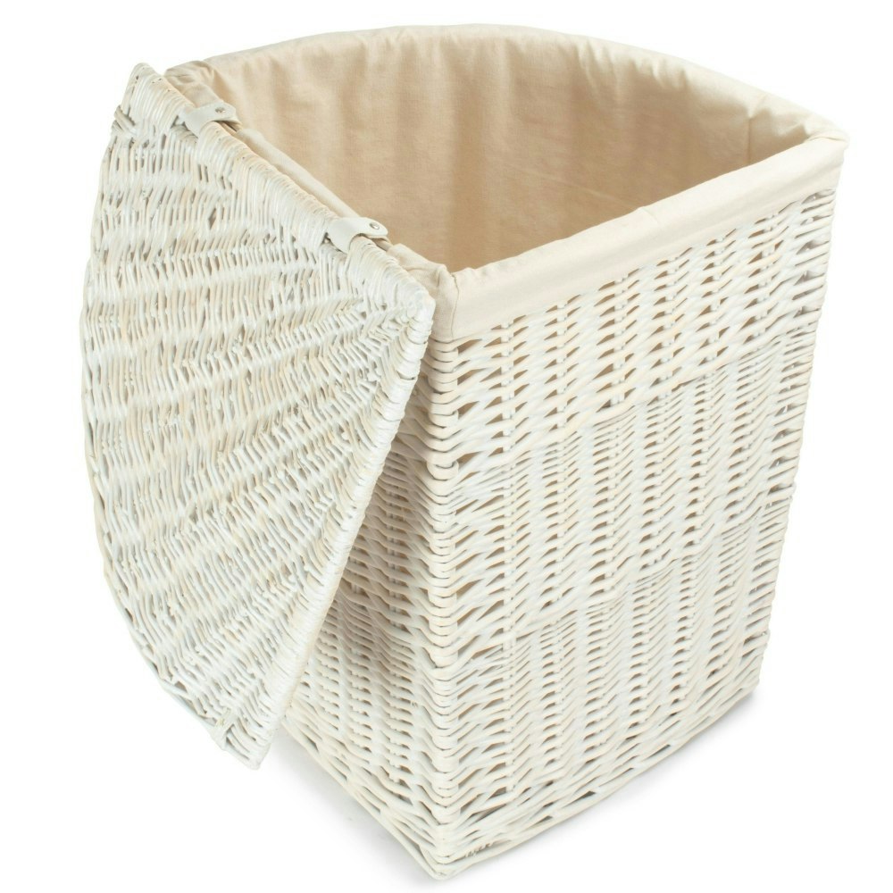 Red Hamper Red/White Hamper Corner Wash Wicker Laundry Basket With A Oatmeal Lining Large