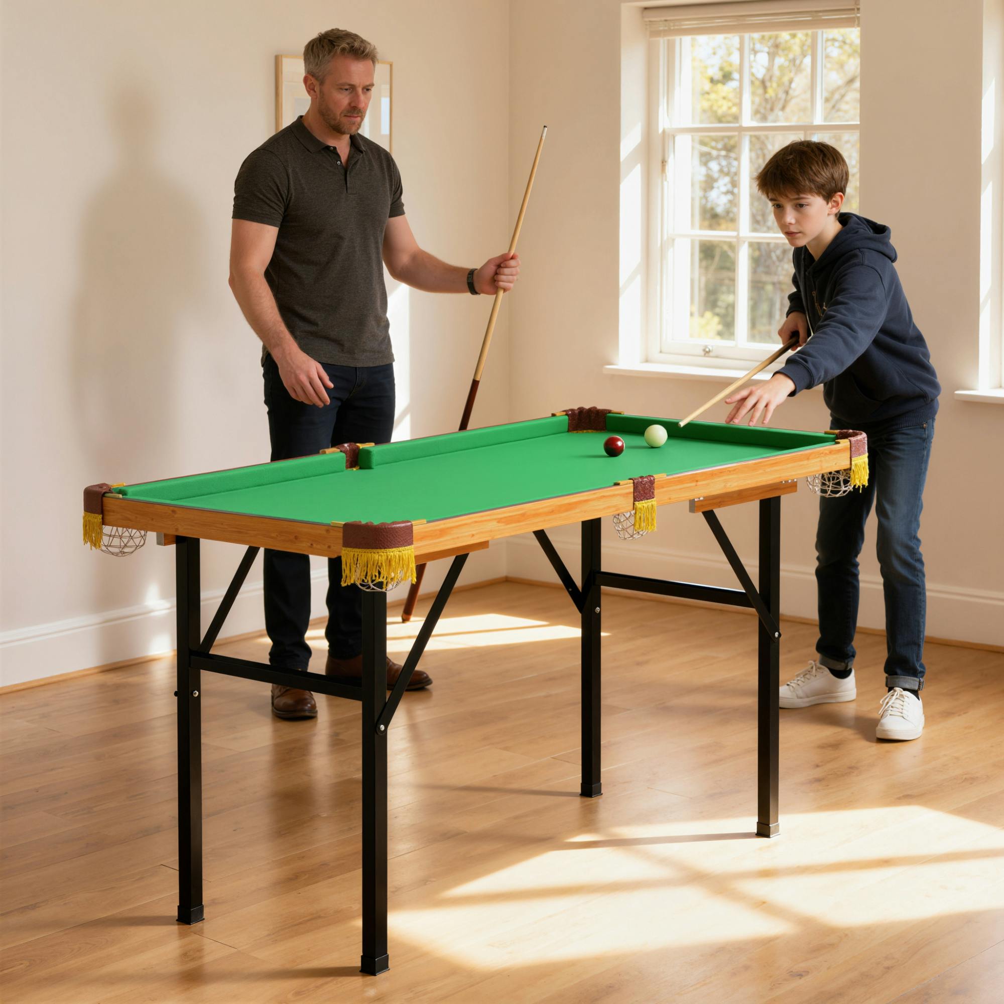 Rackhams Green 4Ft Folding Pool Table, Mini Billiards Table Set For Kids,