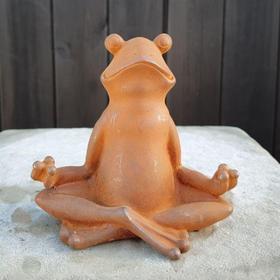 Spa Cast Iron Meditating Yoga Frog Garden Ornament Home Decor
