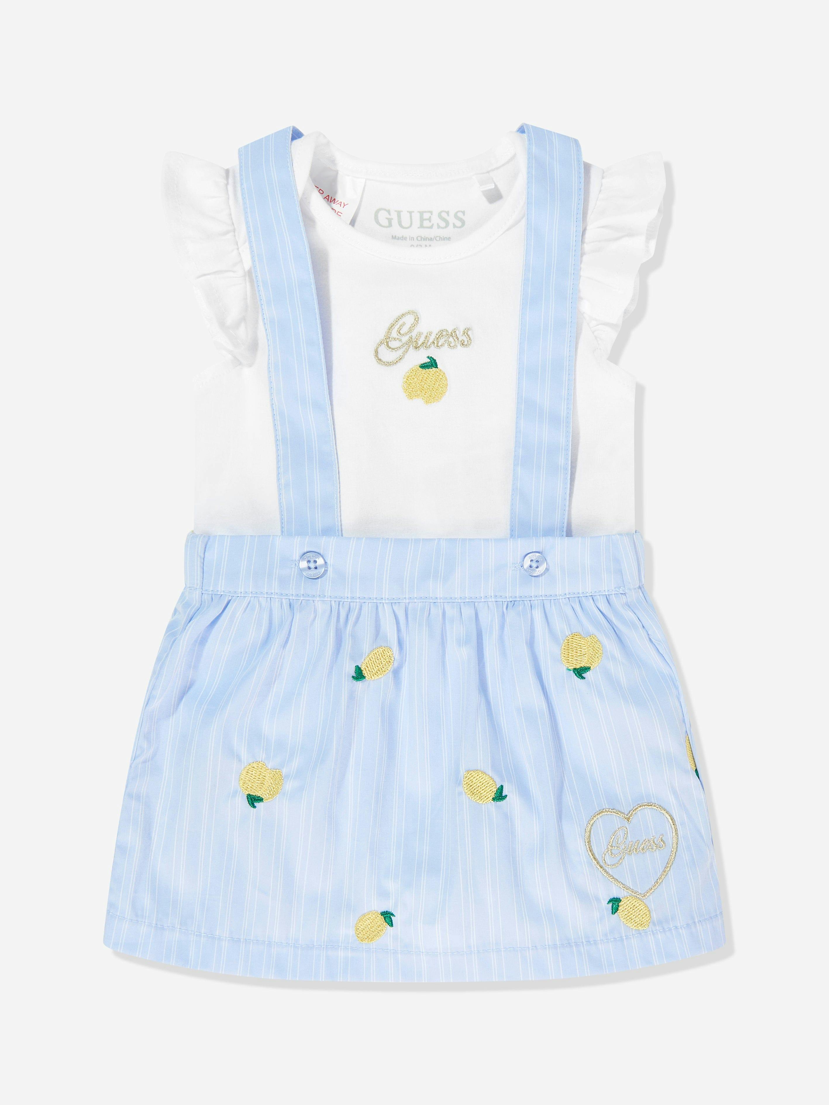 Guess Women's Blue Baby Girls Bodysuit And Skirtall Set In - 12 Mths