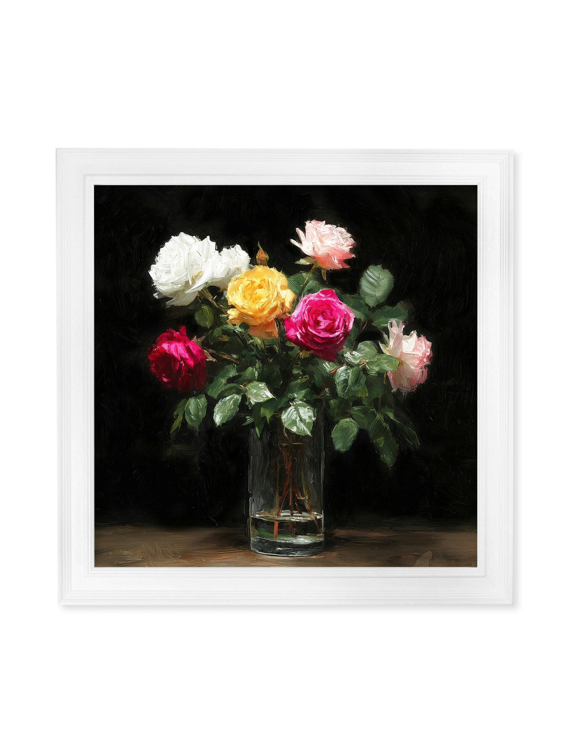 Rackhams Dark/White Garden Roses After - Strong Hurstwood Square Frame - Roses After - 96 X 96Cm