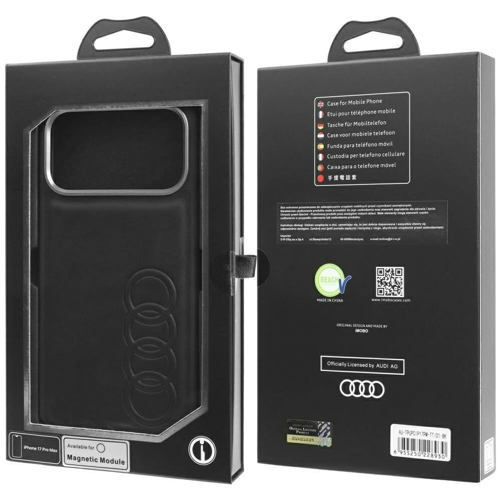 Audi Black Tt Synthetic Leather Case With Magsafe For Iphone 17 Pro Max 6.9" - Au-Tpupcip17pm-Tt/D1-Bk