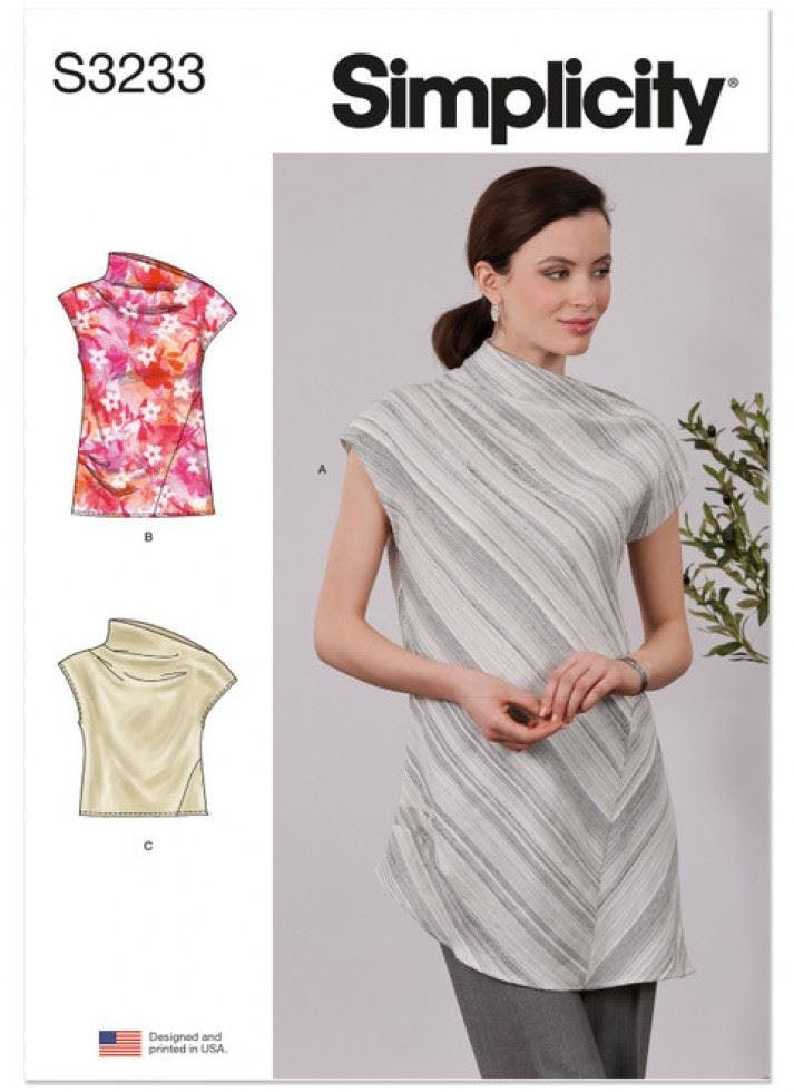 Simplicity Women's Sewing Pattern 3233, Tops For A (Xs-S-M-L-Xl-Xxl) - Intermediate - A (Xs-S-M-L-Xl-Xxl)