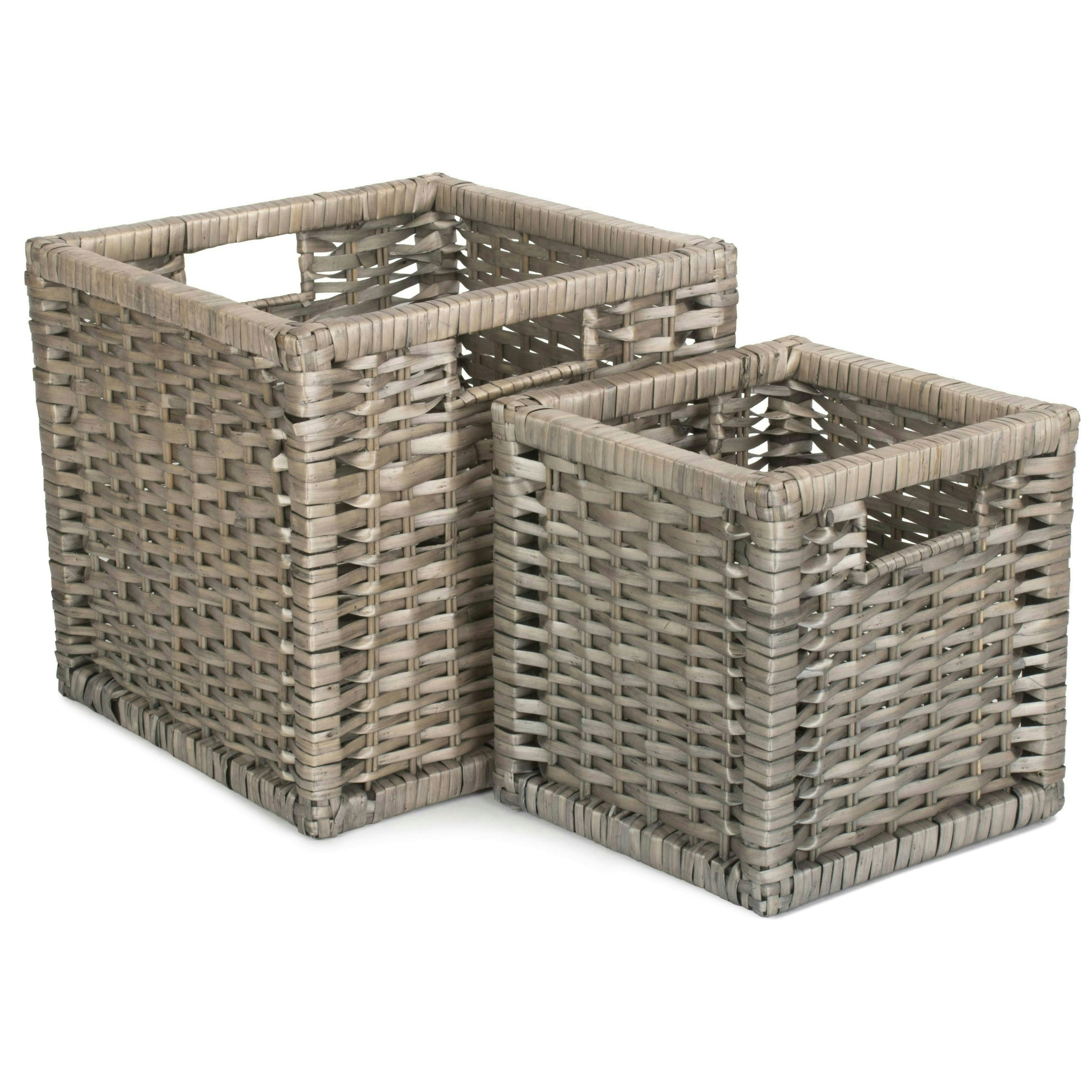 Rackhams Red Wooden Framed Split Willow Storage Basket - Set Of 2