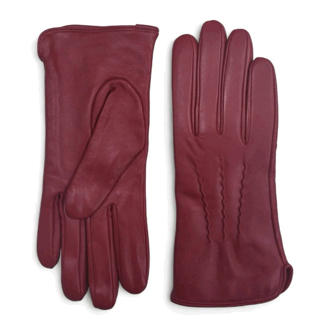 Infinity Leather Women's Red ’S Genuine Leather Wool Lined Touchscreen Gloves - Small
