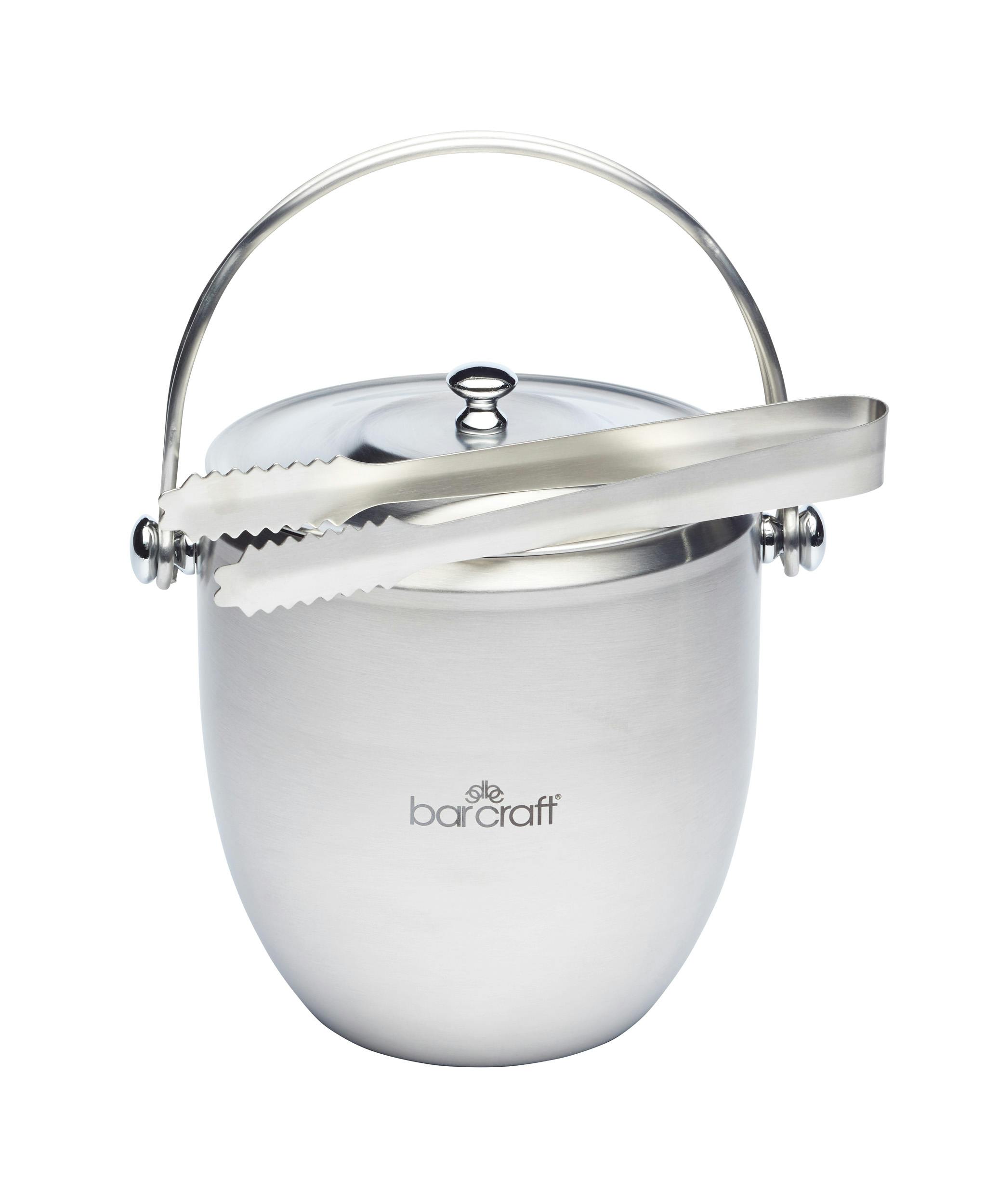 Rackhams Silver Stainless Steel Ice Bucket With Lid And Tongs - Stainless Steel - Ice Bucket