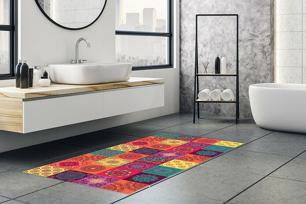 Walplus Wfm6109 - Colourful Mandala Tiles Rug Mat 120Cm X 60 Cm