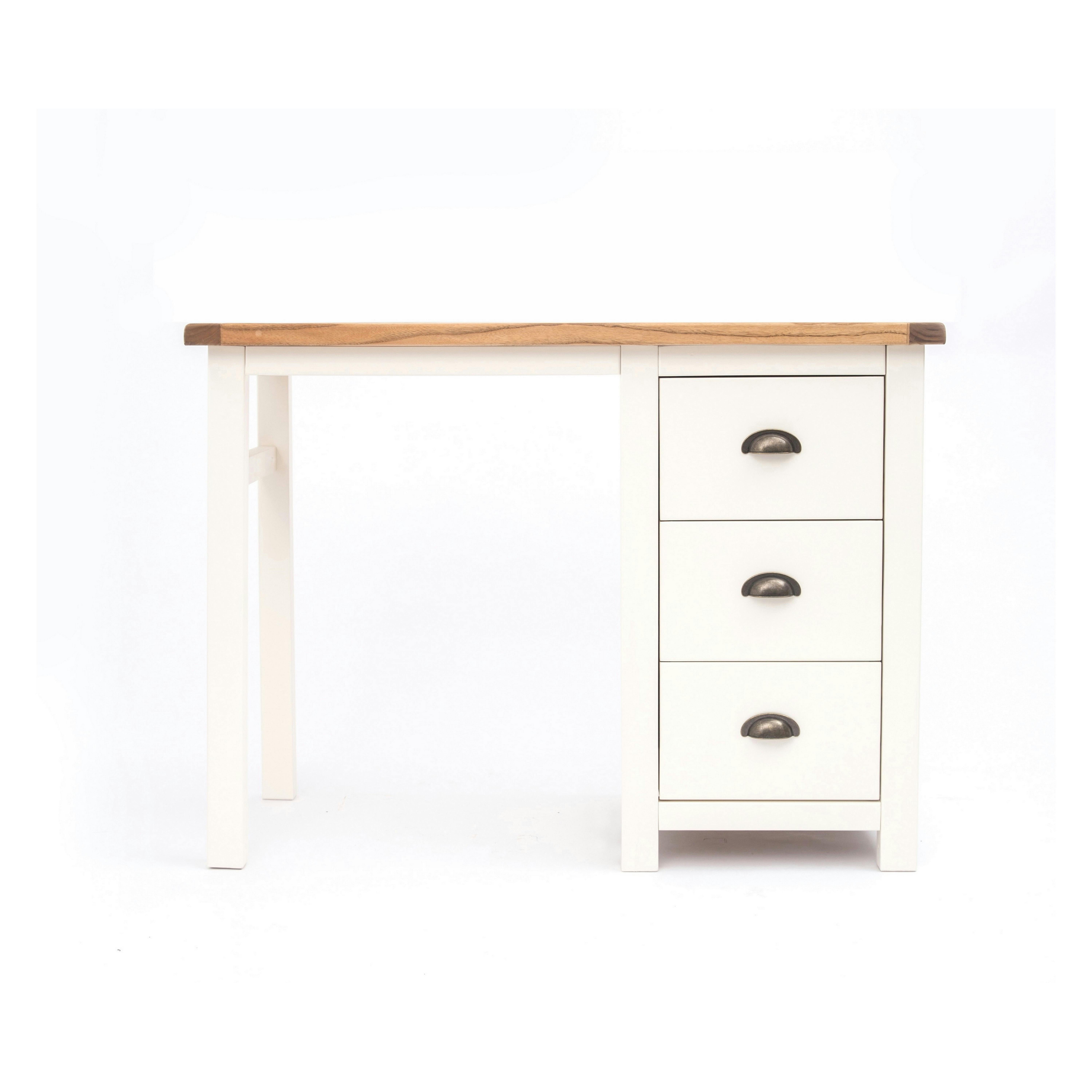 Cabinet Bits White Lovere 3 Drawer Desk - Dressing Table Brass Cup Handle - Off