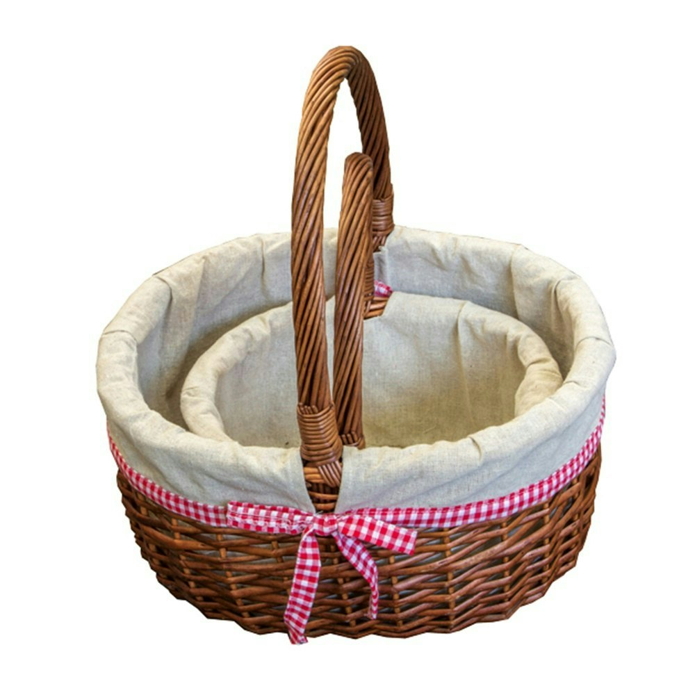 Red Hamper Set Of 2 Lined Hollander Wicker Shopping Baskets