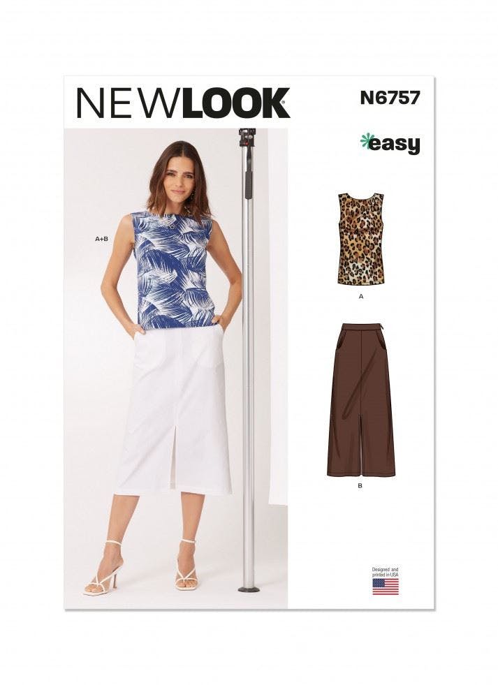 New Look Women's Sewing Pattern 6757, Tops, Skirts For 10-12-14-16-18-20-22 - Easy - 10-12-14-16-18-20-22