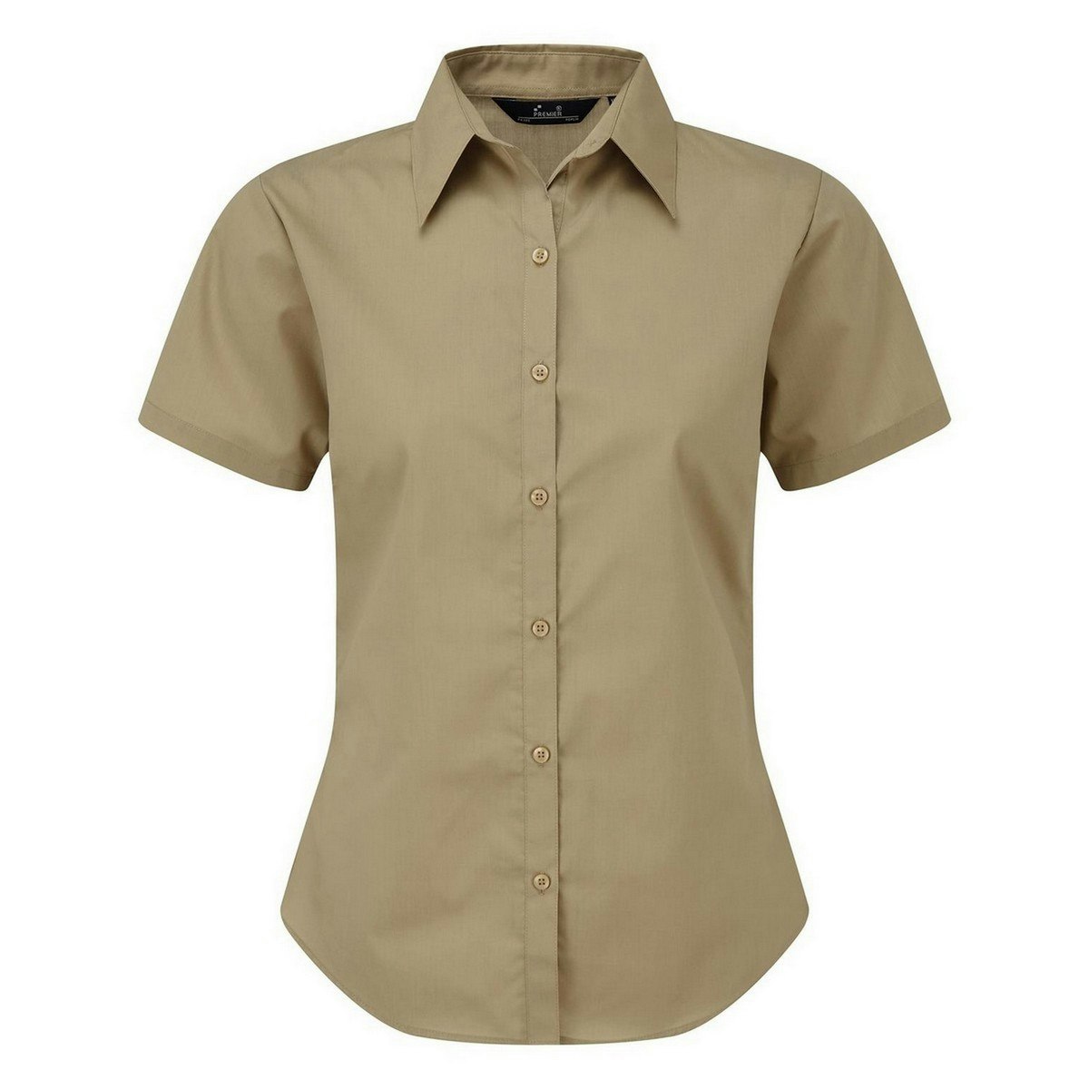 Premier Womens Short Sleeve Poplin Blouse / Plain Work Shirt (Khaki) - Size 24 UK - Image 4