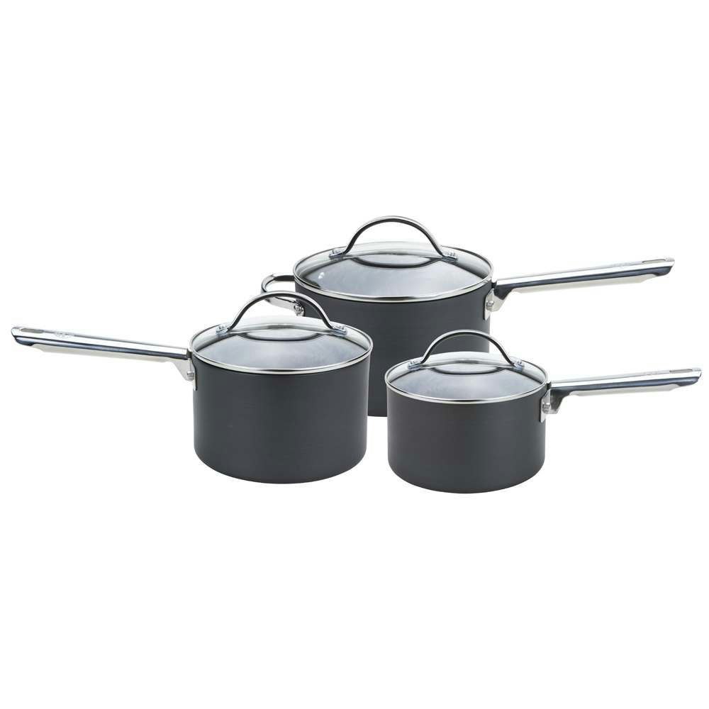 Rackhams : Professional Non-Stick Saucepan & Lid Set - 3 Piece