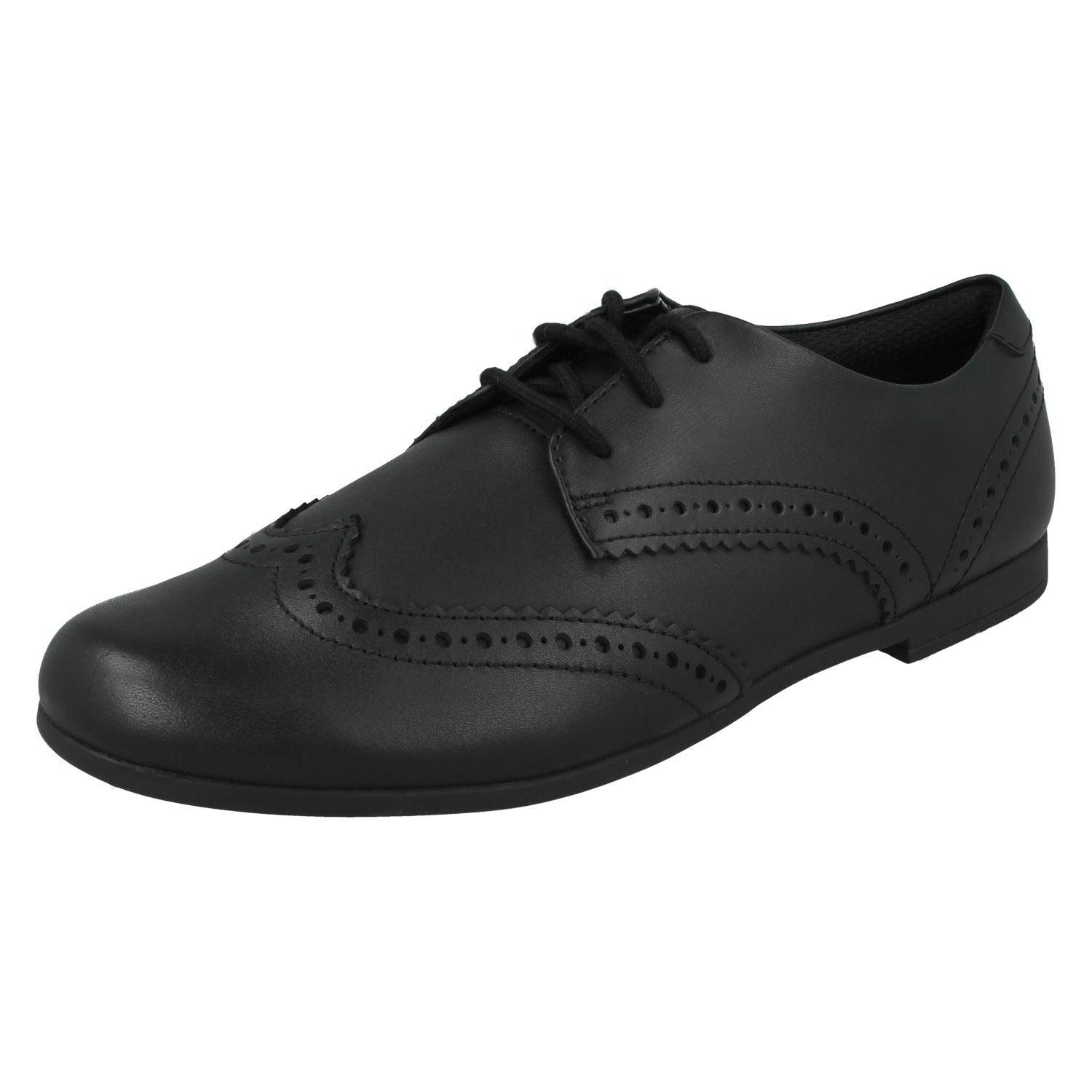 Clarks Girls Black School Shoes Scala Lace - Leather - Uk 3.5 Child - H