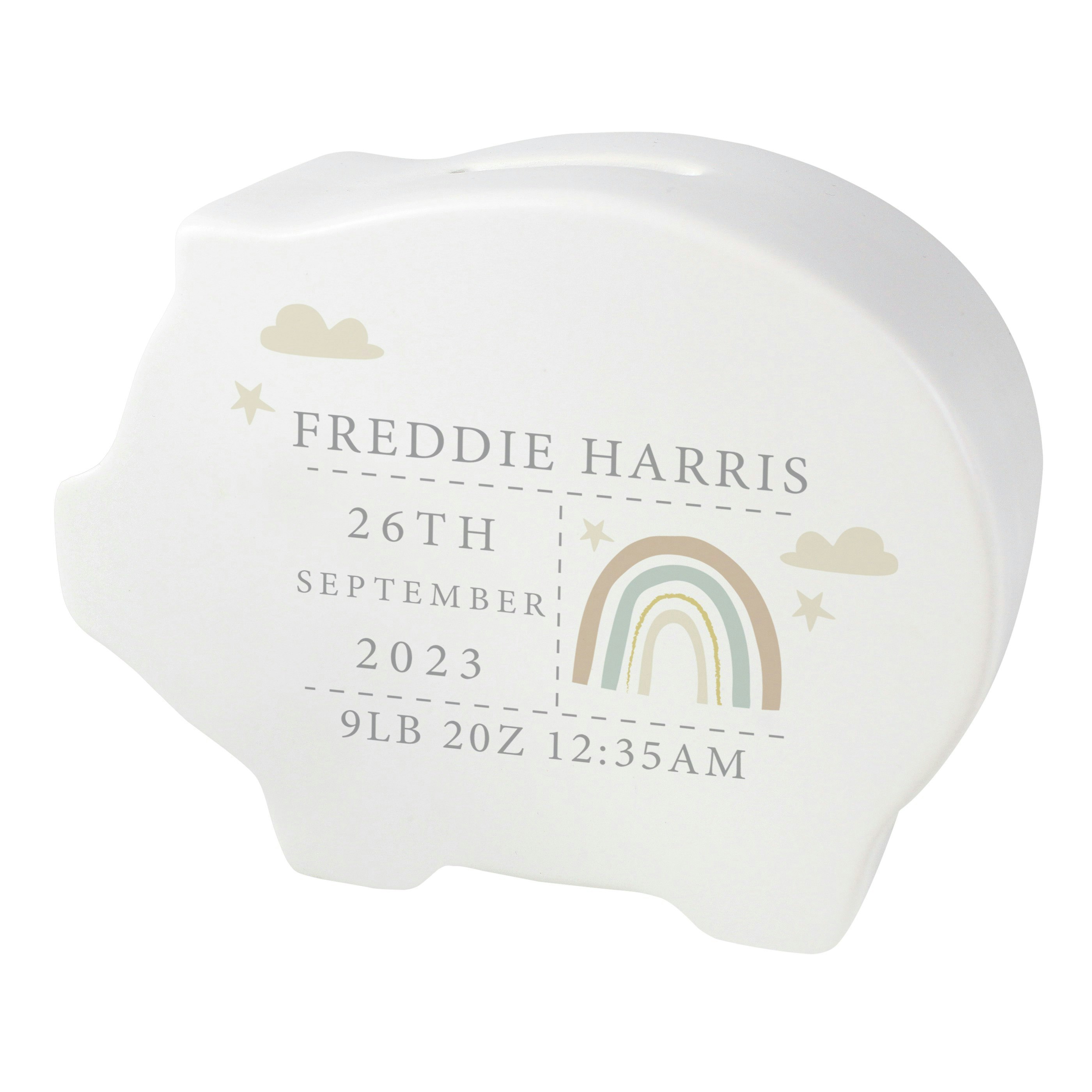 Rackhams Personalised Rainbow Piggy Bank
