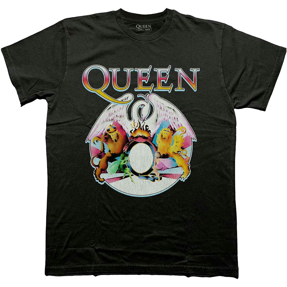 Paradiso Clothing Unisex Black Queen Multi Colour Crest Band Logo T Shirt - Xl