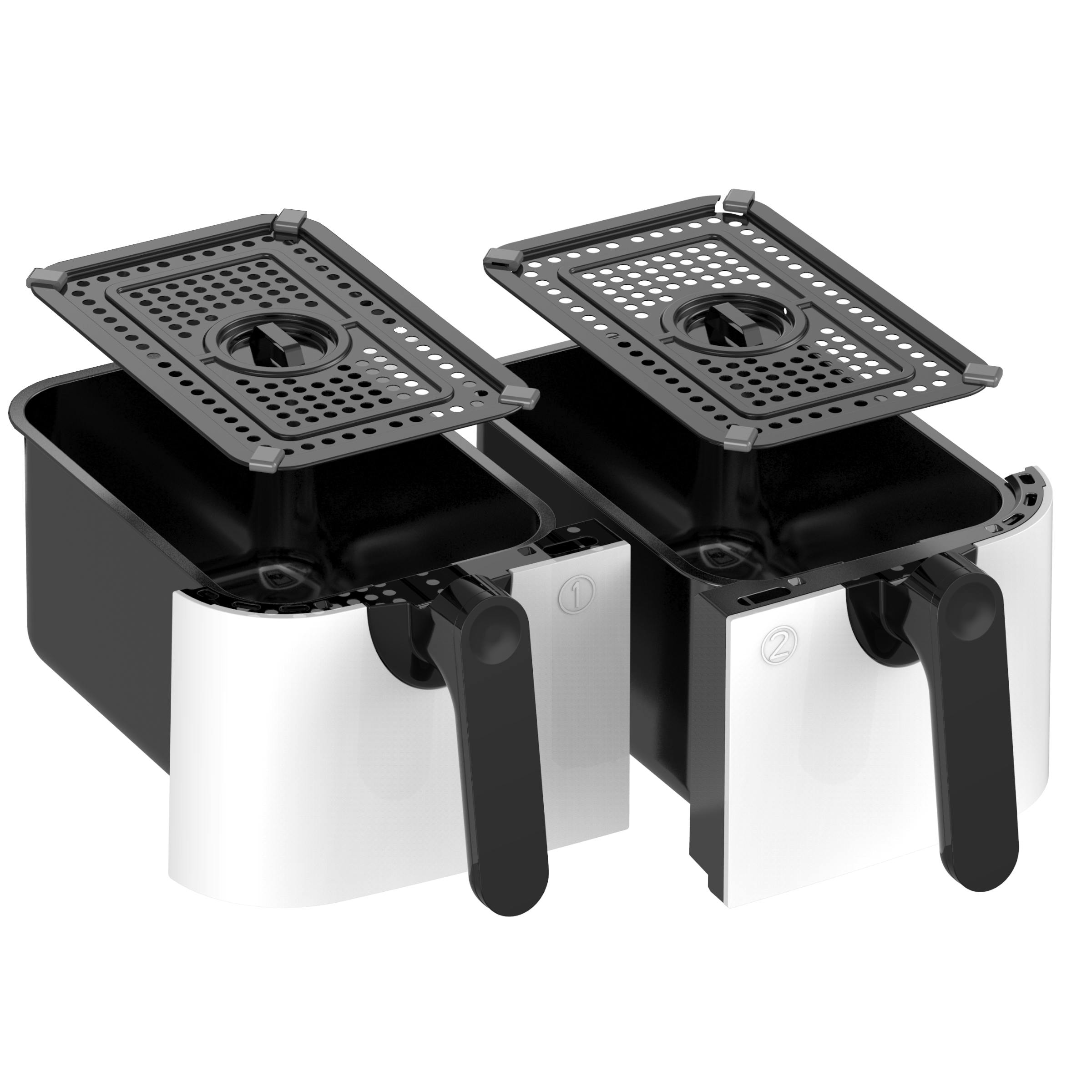Emtronics White Rldr91 9L Dual Air Fryer Drawer Set With Crisper Racks