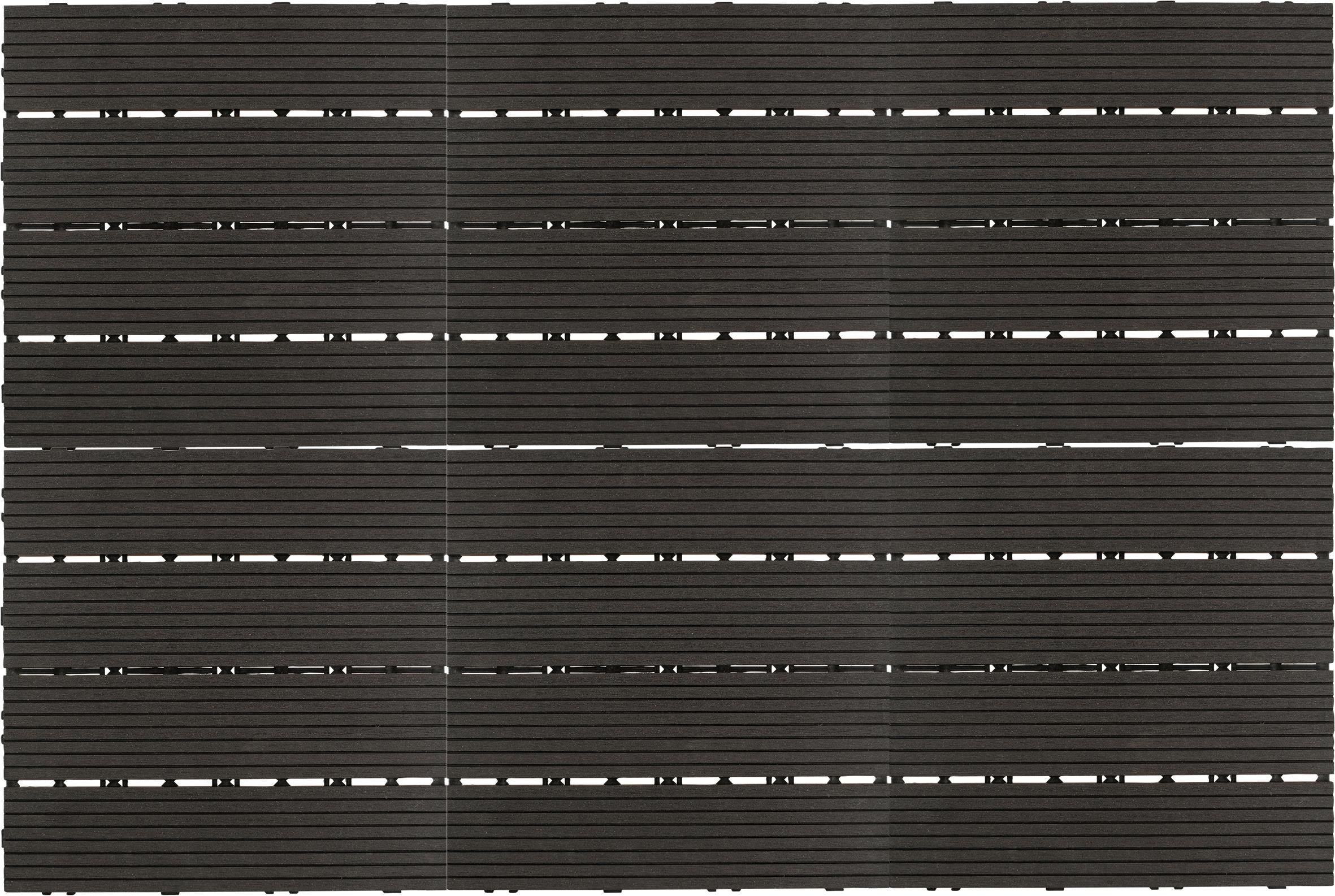 Rackhams Dark/Grey Patio & Deck Tiles, (6 Pack)