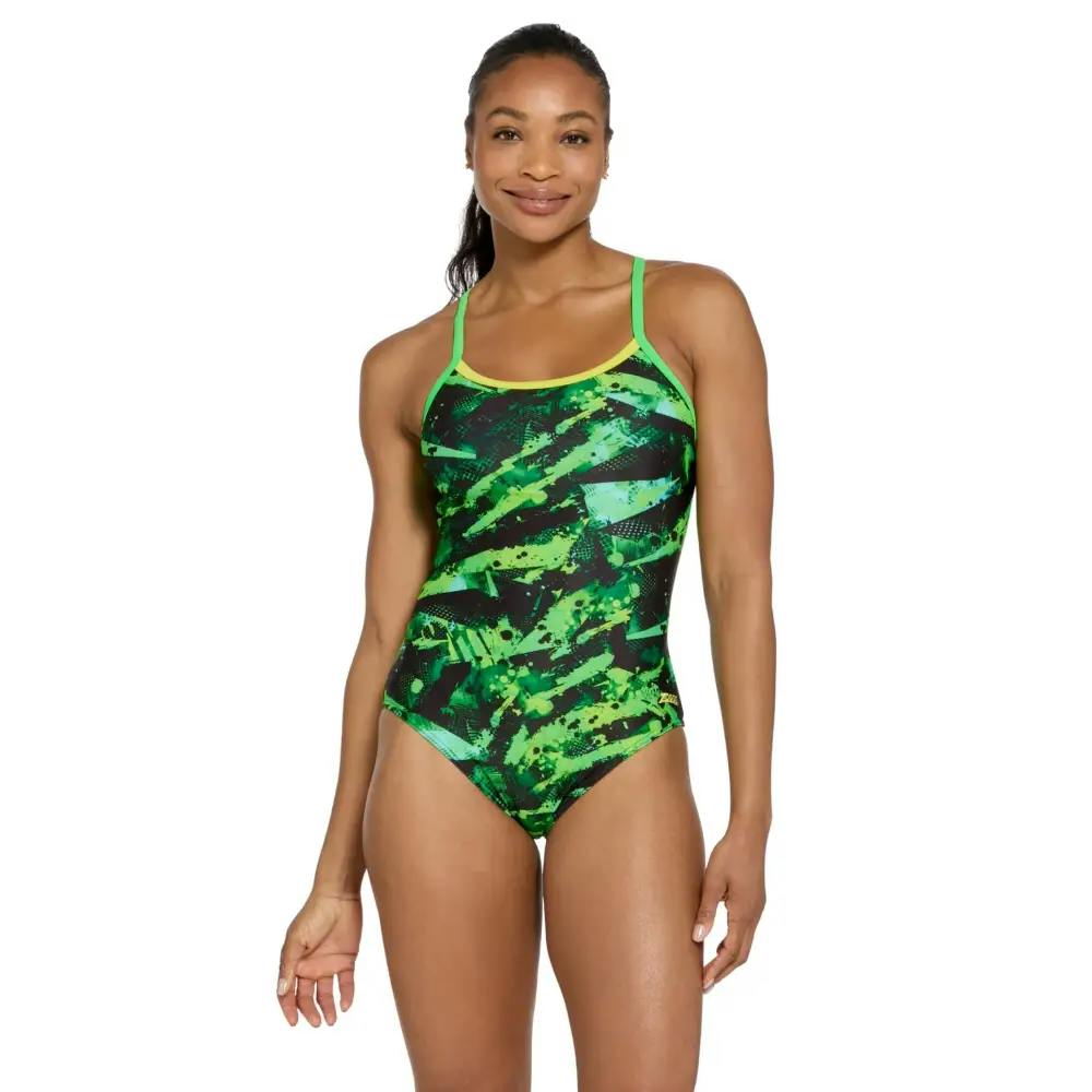 Zoggs Green Game Strikeback Swimsuit - Uk Size 10