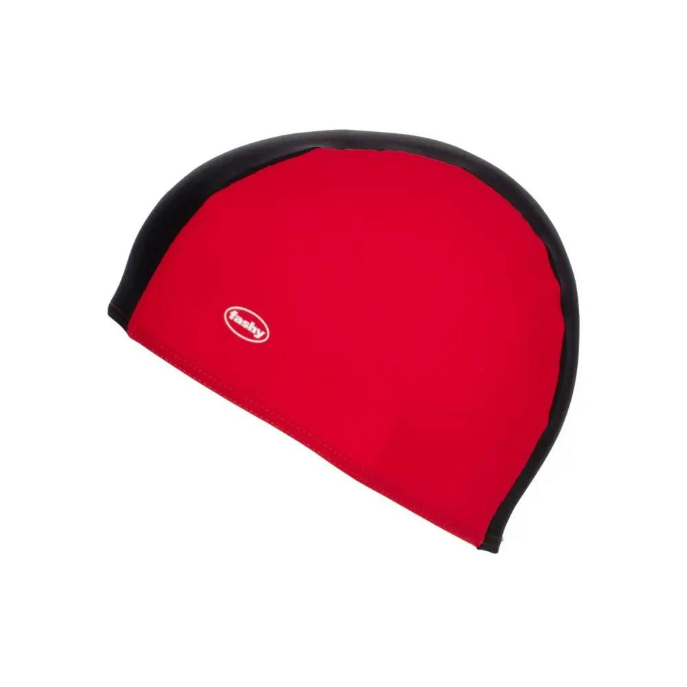 Fashy Red/Black Adult Fabric Swim Cap