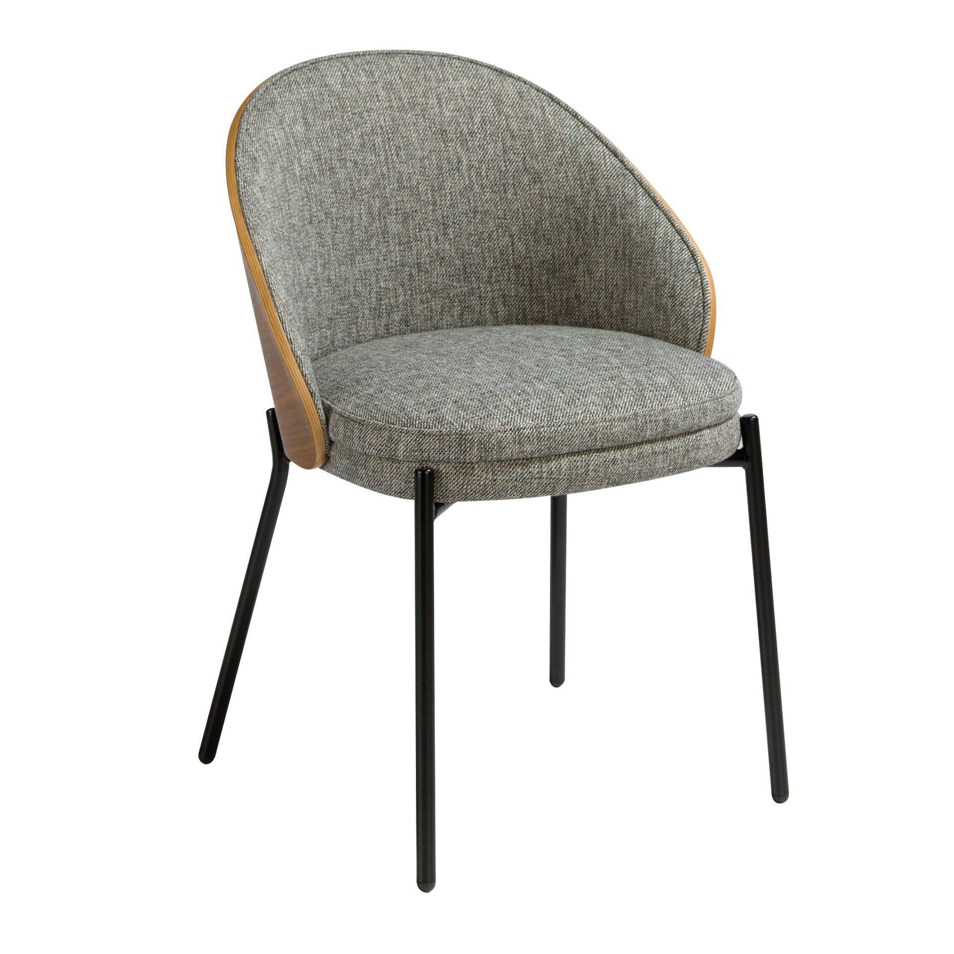 Angel Cerdá Grey Fabric And Walnut Chair 4115
