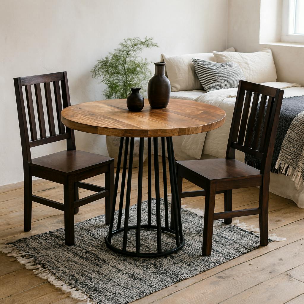 Rackhams Grain Seattle Reclaimed Wood And Metal Round Dining Table