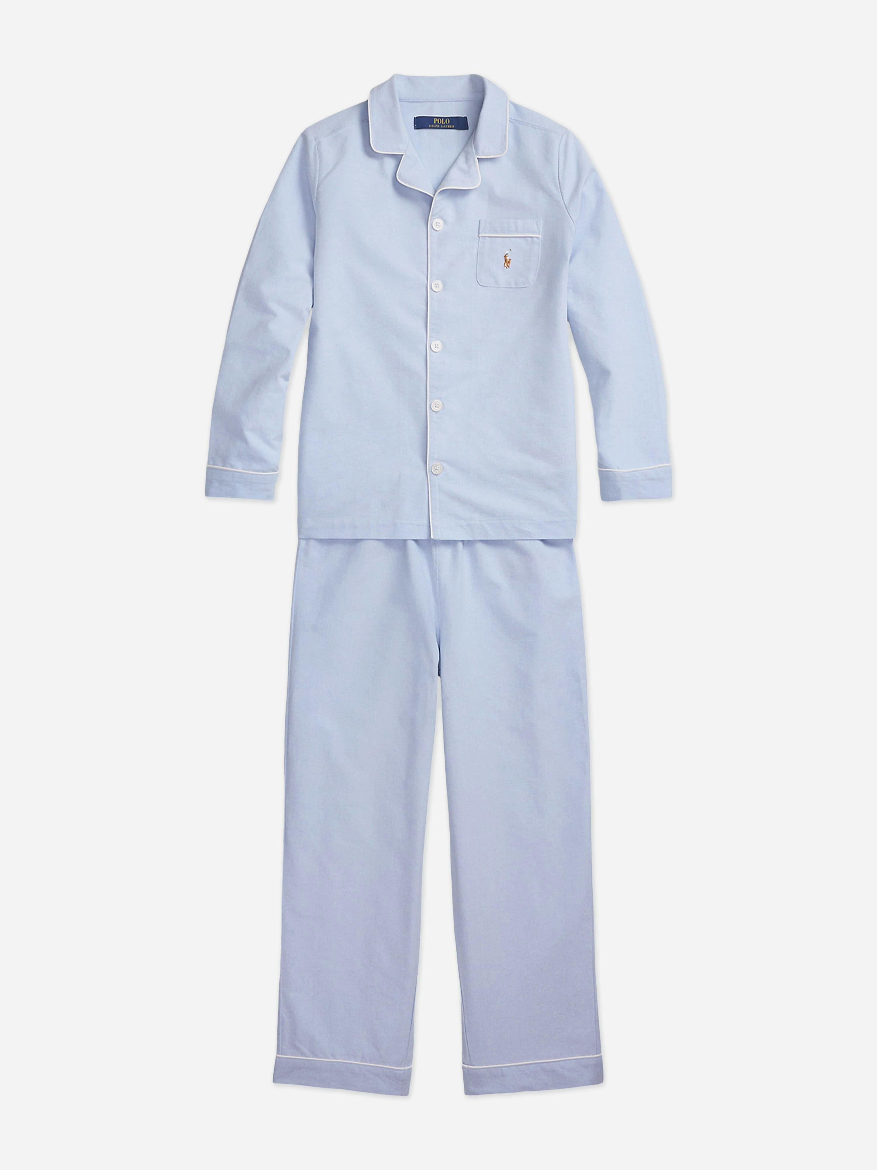 Ralph Lauren Kids Boys Blue Ralph Lauren Oxford Pyjama Set In - 7 Yrs (S)