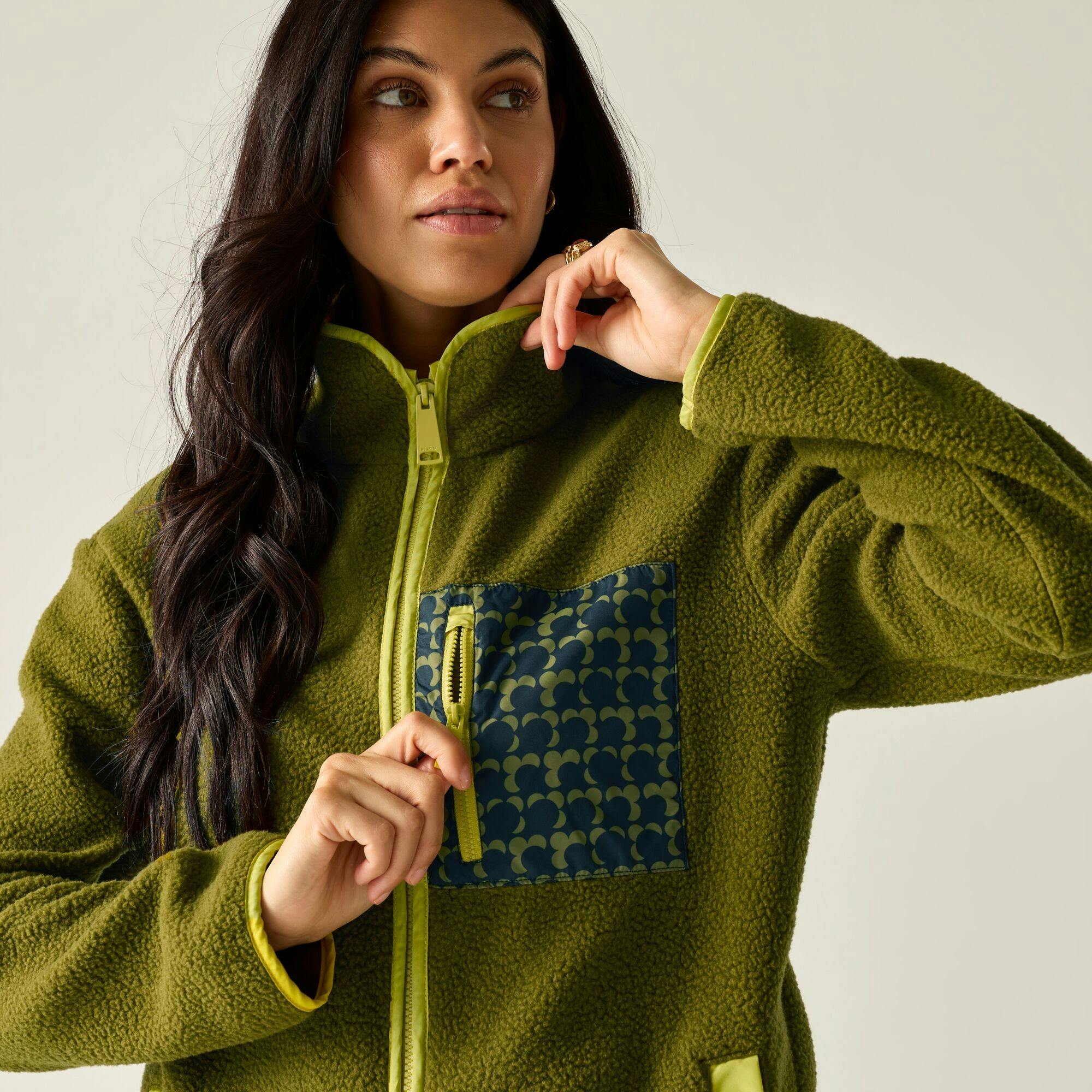 Regatta Women's Green Orla Kiely Ecclipse Borg Fleece Jacket - Fur - 12 Uk - Fur - 70% Polyester/30% Recycled Polyester