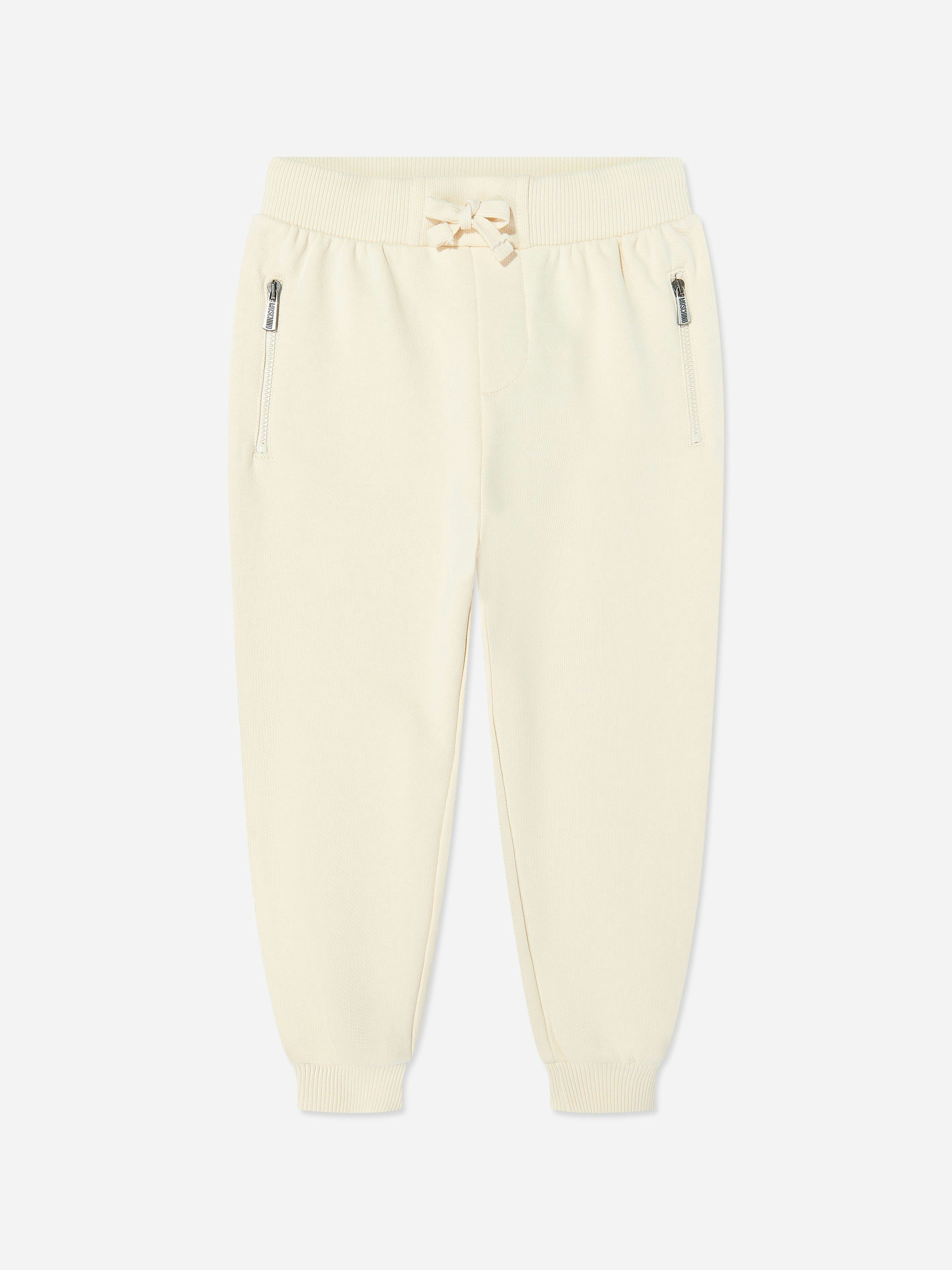 Moschino Kids Unisex Kids Ivory Teddy Bear Logo Joggers In - 10 Yrs