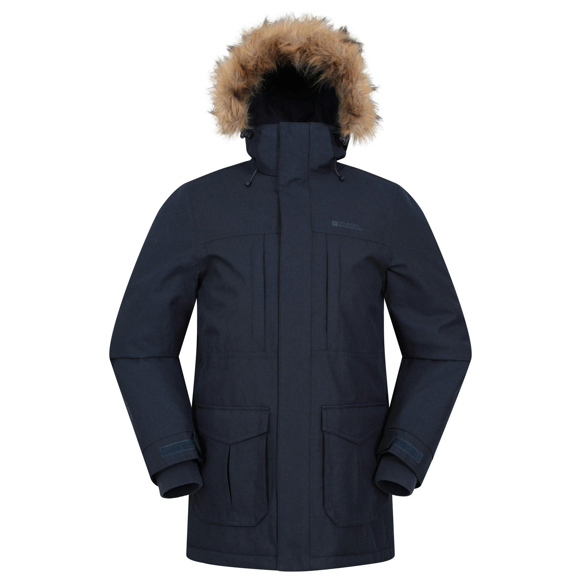 Mountain Warehouse Men's Gorge Ii Long Jacket - Navy - Navy - Xxs - 100% Polyester