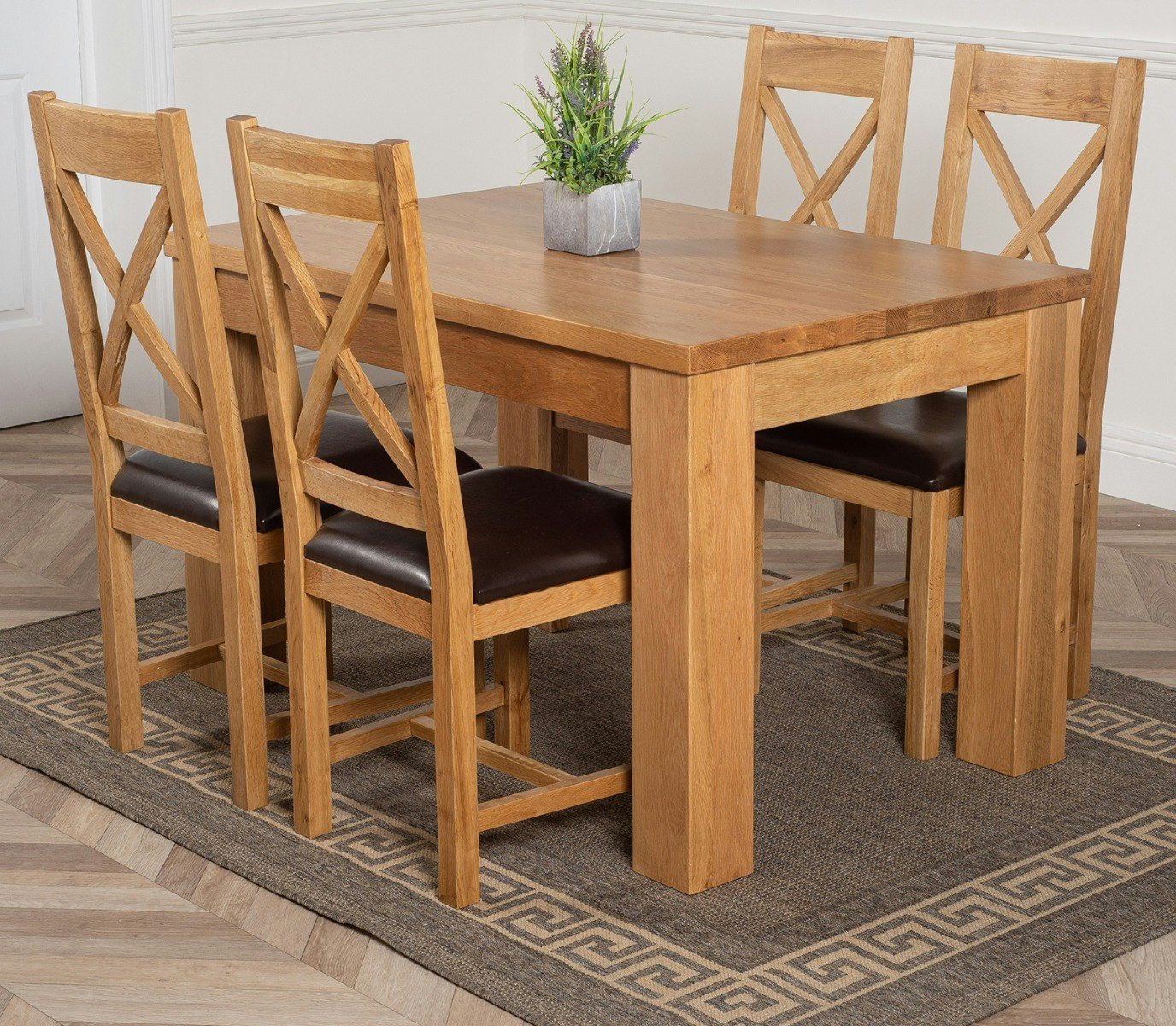 That's Furniture Brown Dakota Small Oak Dining Table With Berkeley Oak Chairs - 4 Chairs
