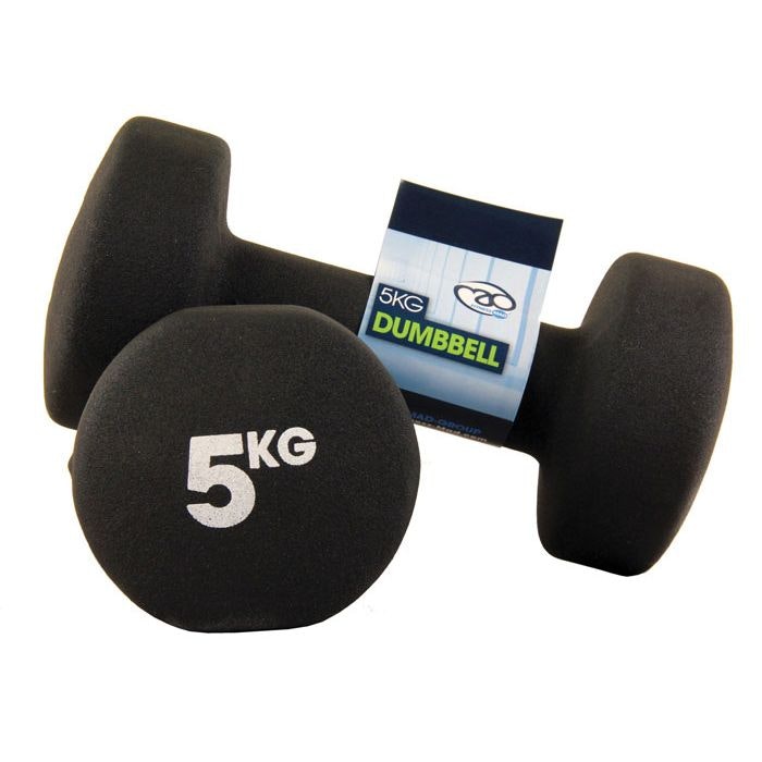 Fitness Mad Black Neoprene Dumbbells 5Kg
