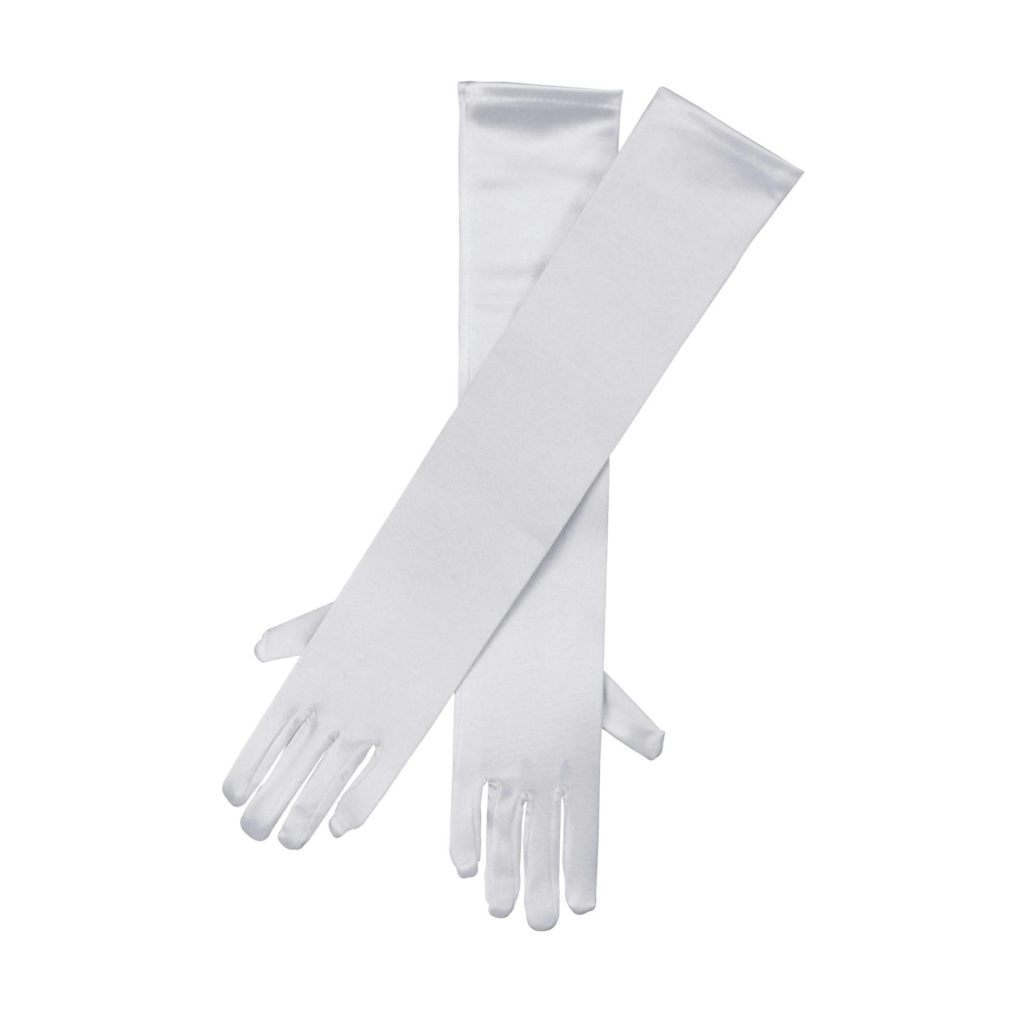 Bristol Novelty Women's White Satin Feel Long Gloves (1 Pair) - One Size