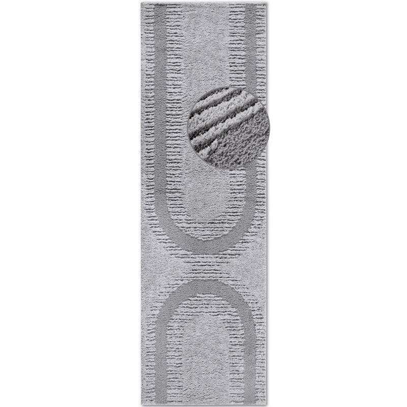 Rackhams Grey High Pile – Soft Geometric Shaggy Rug - 80X240 Cm