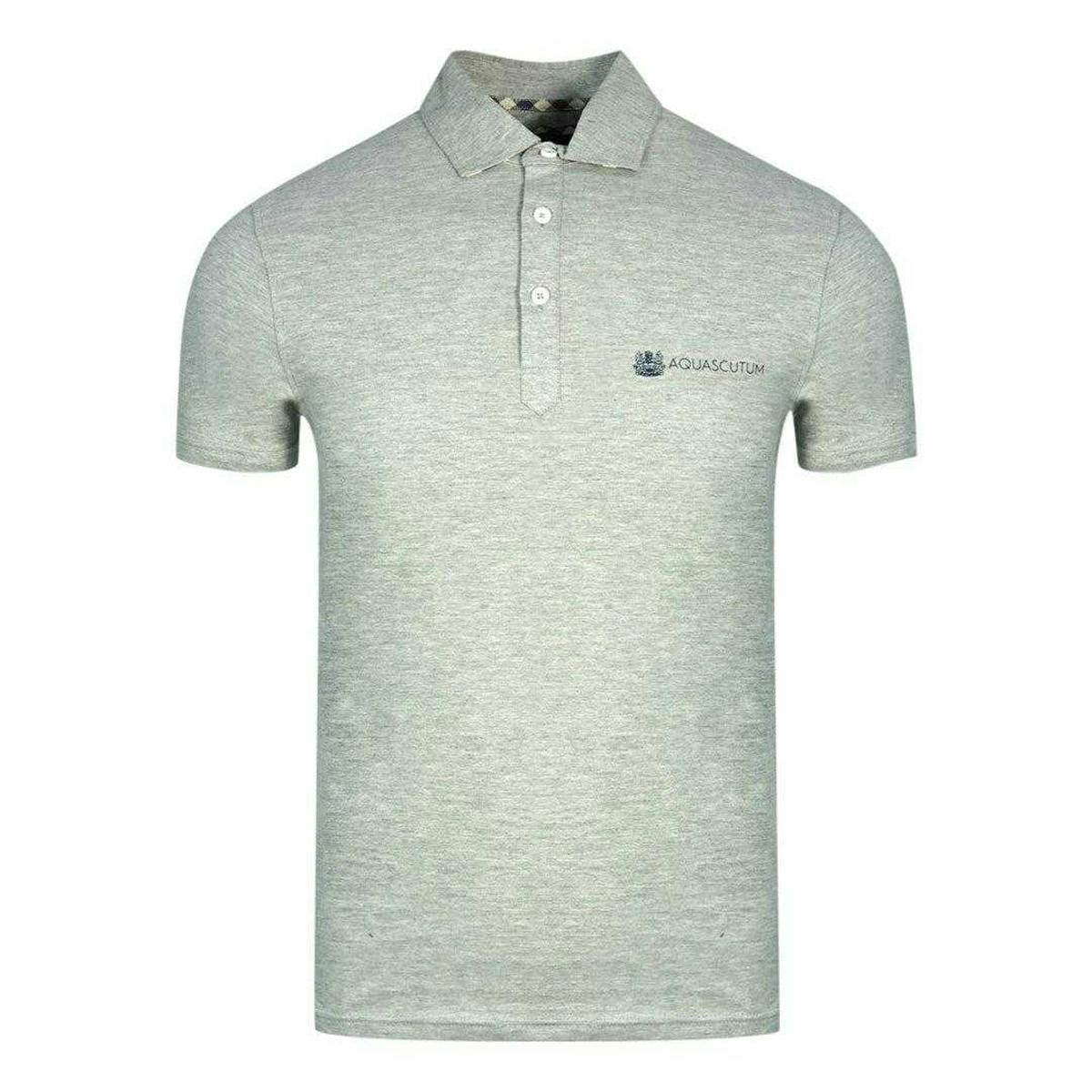 Aquascutum Unisex Grey Adult Aldis Block Logo Polo Shirt - M