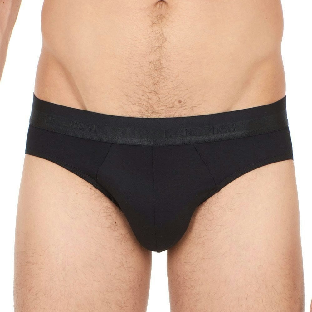 Hom Men's Black Classic Cotton Modal Mini Brief, - L