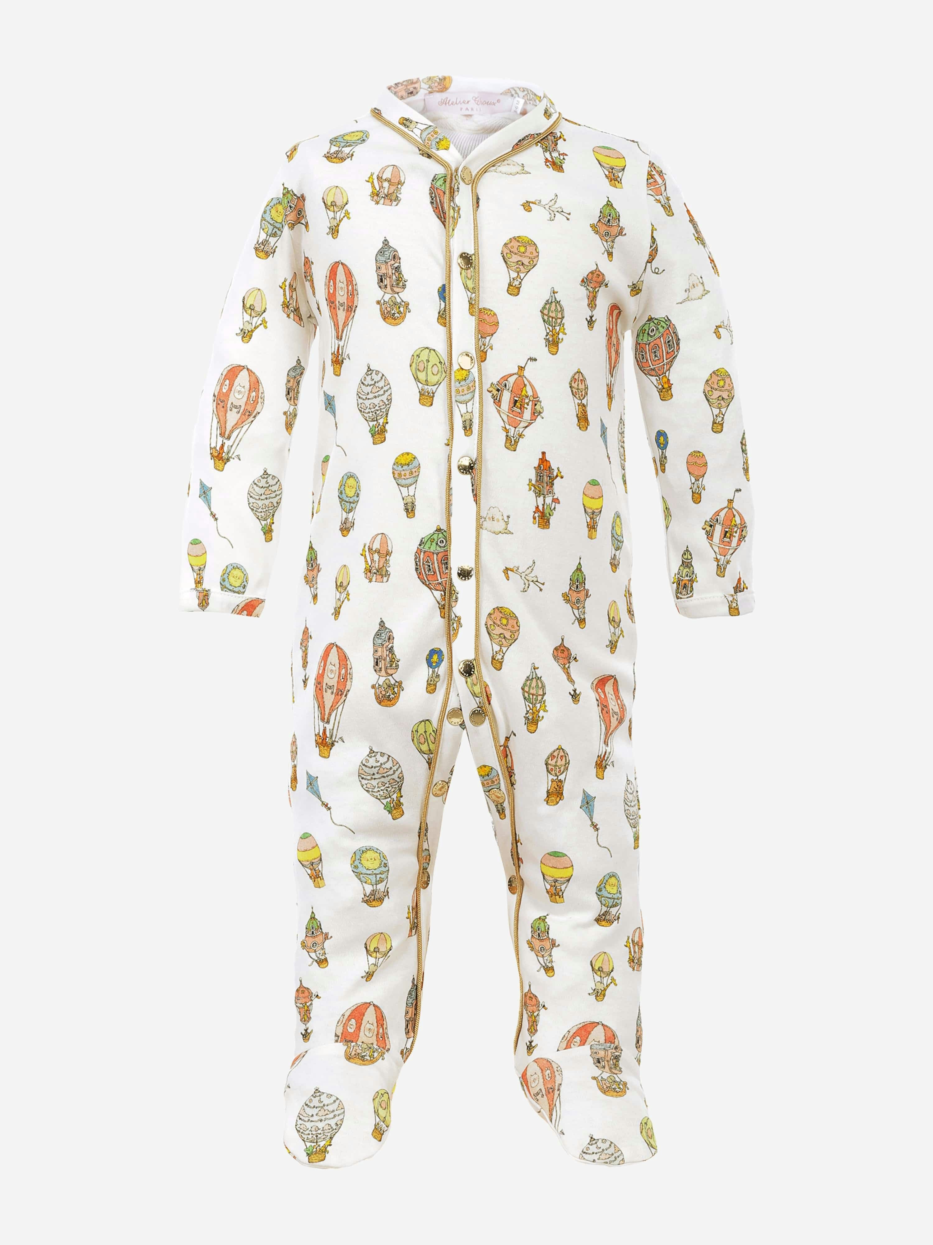 Atelier Choux White Baby Hot Air Balloons Classic Playsuit In - 12 - 18 Mths