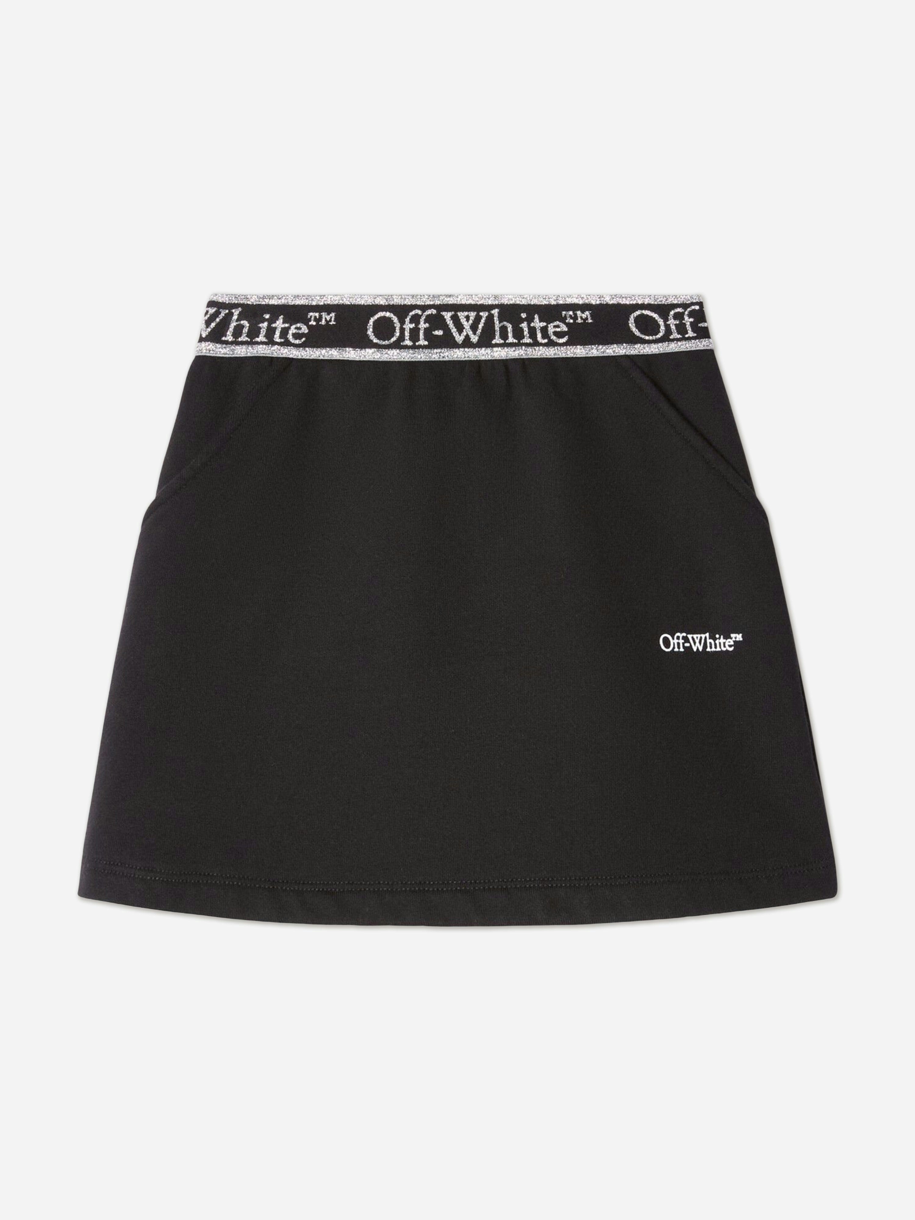 Off-White Girls White/Black Off- Bookish Logoband Skirt In - 4 Yrs